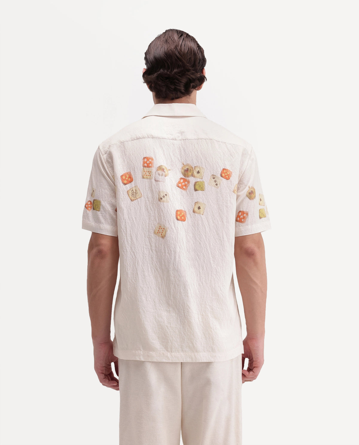 Rare Rabbit Men's Jot Light Beige Viscose Blend Cuban Collar Regular Printed Shirt