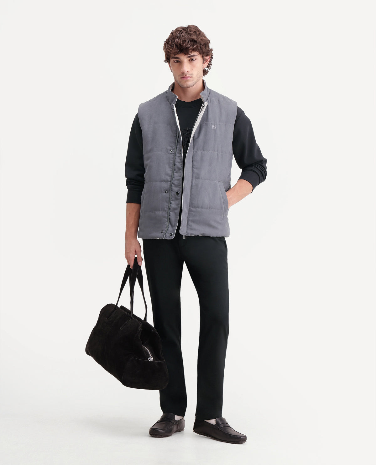 Rare Rabbit Men's Raldos-26 Dark Grey Polyester High Neck Regular Plain Jacket