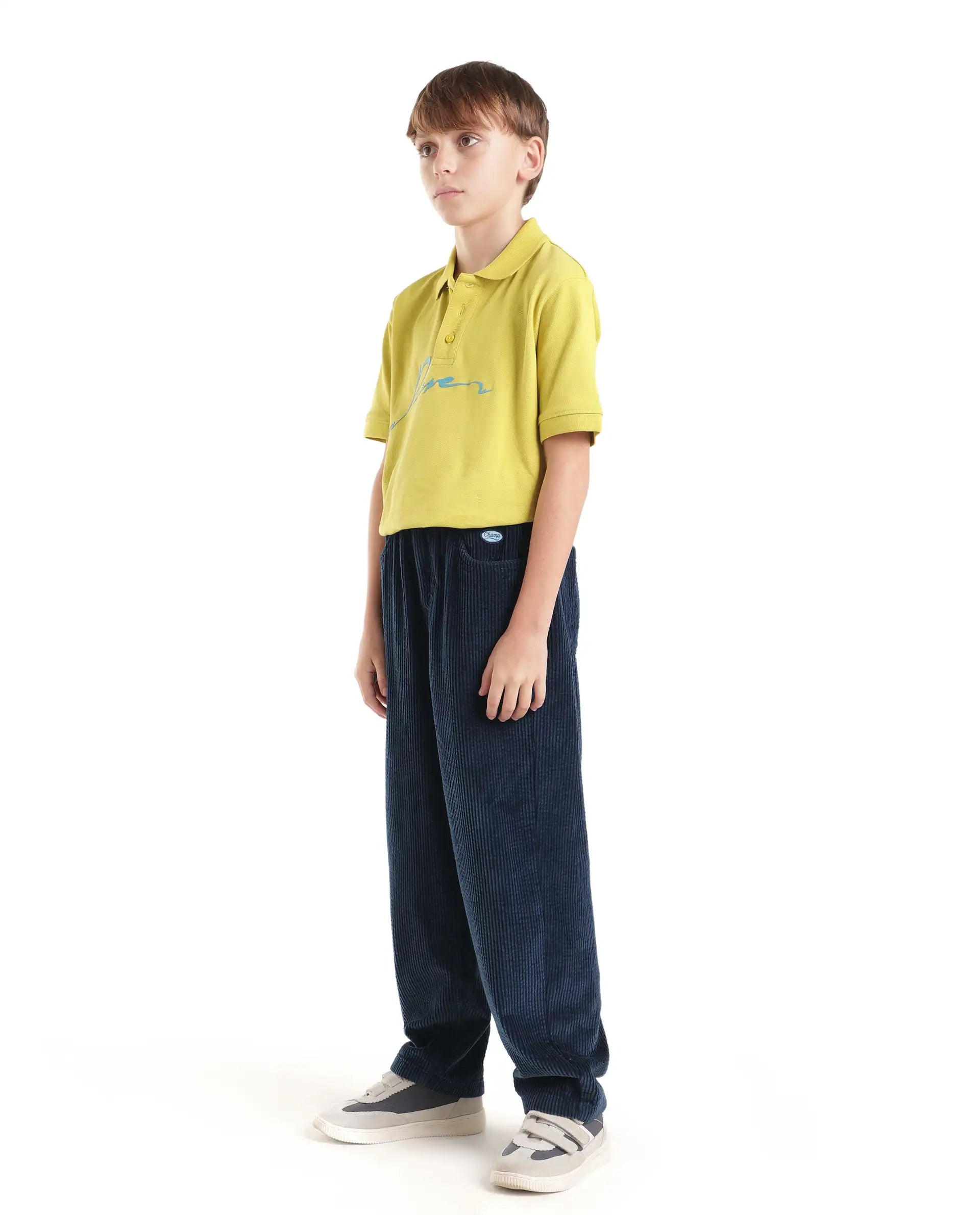Rare Ones Kids Caro-T Navy Cotton Fabric Button And Zip Closure Regular Fit Plain Trouser