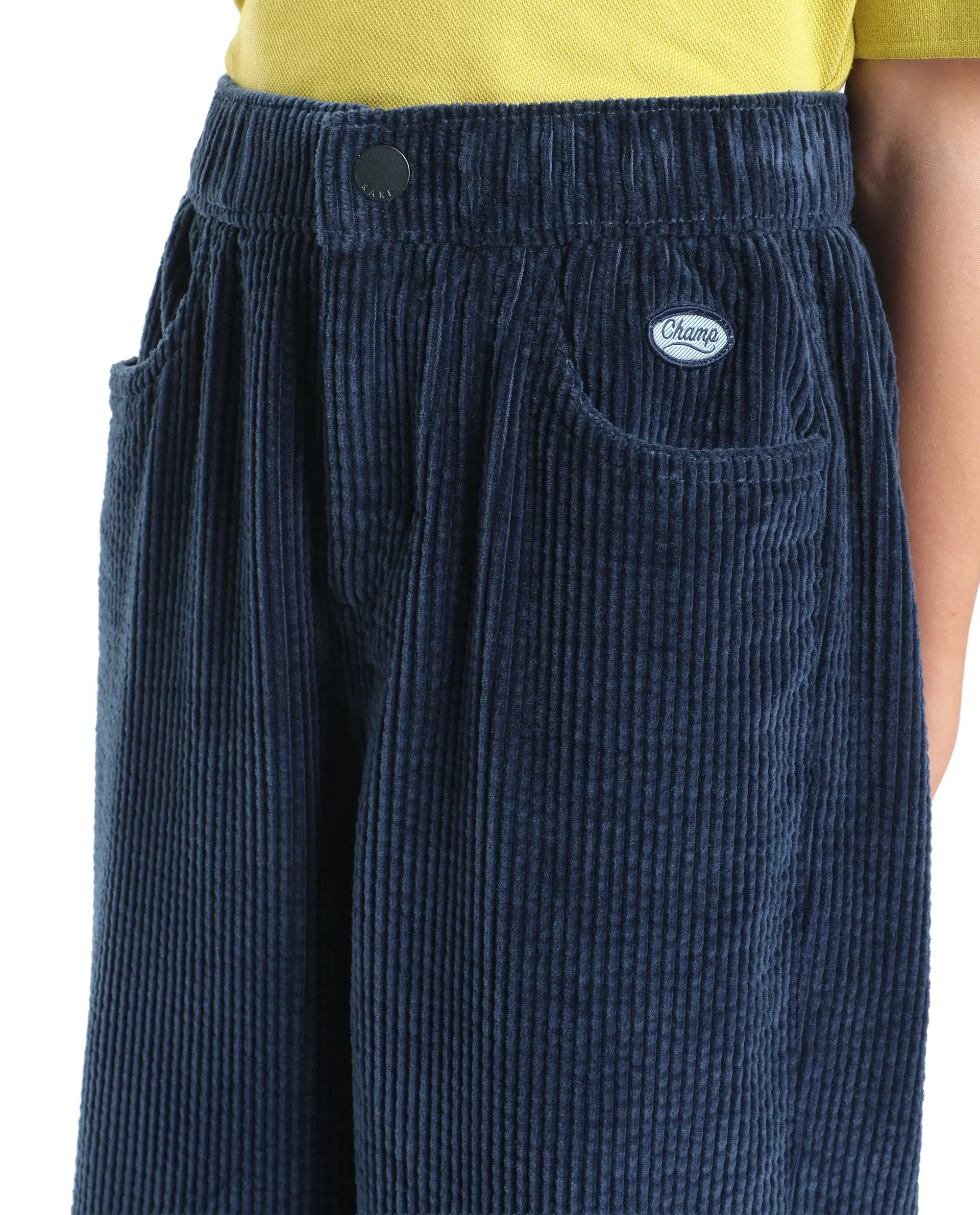Rare Ones Kids Caro-T Navy Cotton Fabric Button And Zip Closure Regular Fit Plain Trouser