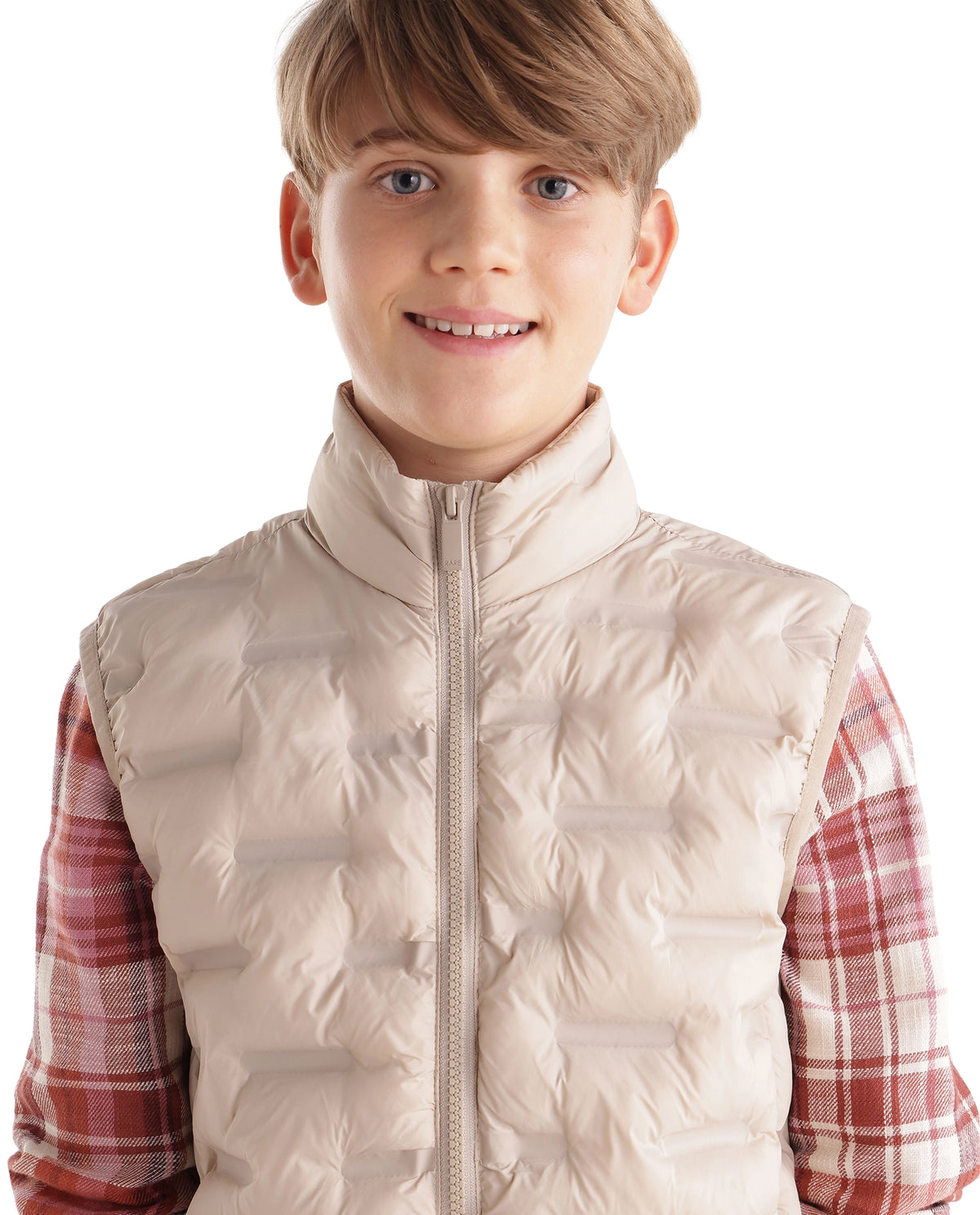 Rare Ones Kids Nil Beige Nylon Fabric High Neck Zipper Closure Regular Plain Jacket - image 1