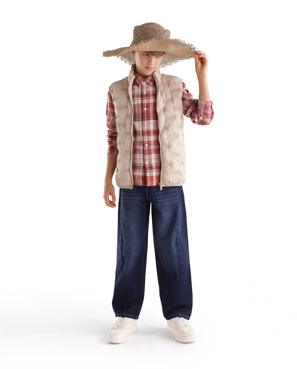 Rare Ones Kids Nil Beige Nylon Fabric High Neck Zipper Closure Regular Plain Jacket - image 3