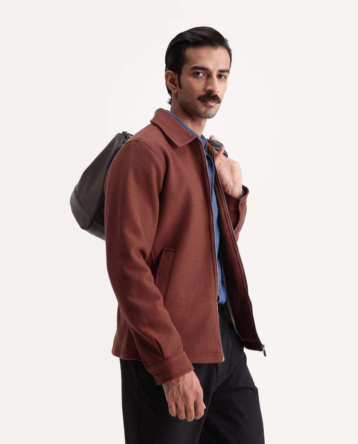 Rare Rabbit Men's Tweeder-26 Brown Polyester Spread Collar Regular Plain Jacket - image 1