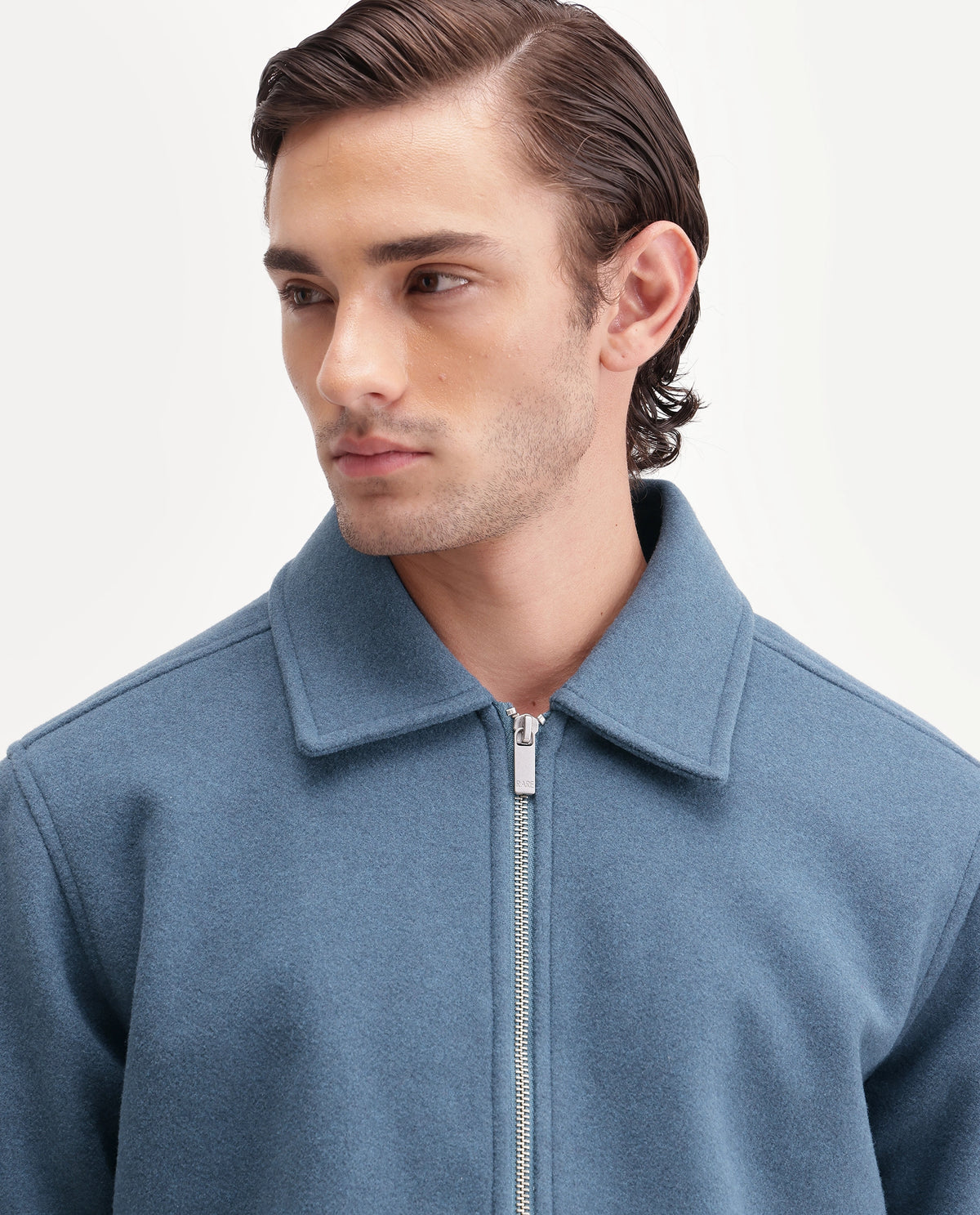 Rare Rabbit Men's Tweeder-26 Teal Polyester Spread Collar Regular Plain Jacket