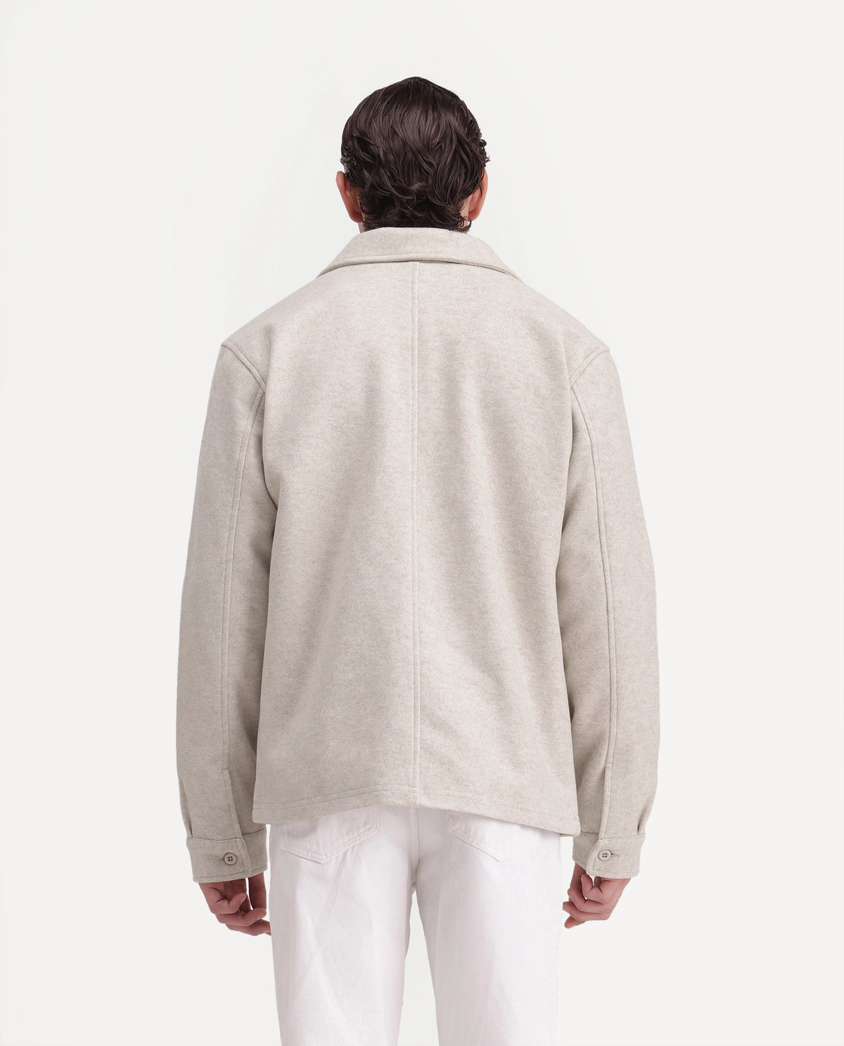 Rare Rabbit Men's Tweeder-26 Off White Polyester Spread Collar Regular Plain Jacket