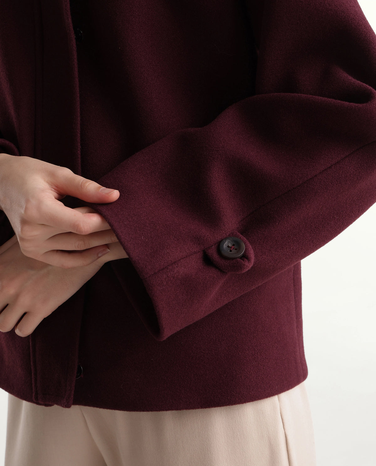 Rareism Women's Nicosaw26 Dark Maroon Polyester Spread Collar Zipper Relaxed Plain Jacket - image 8