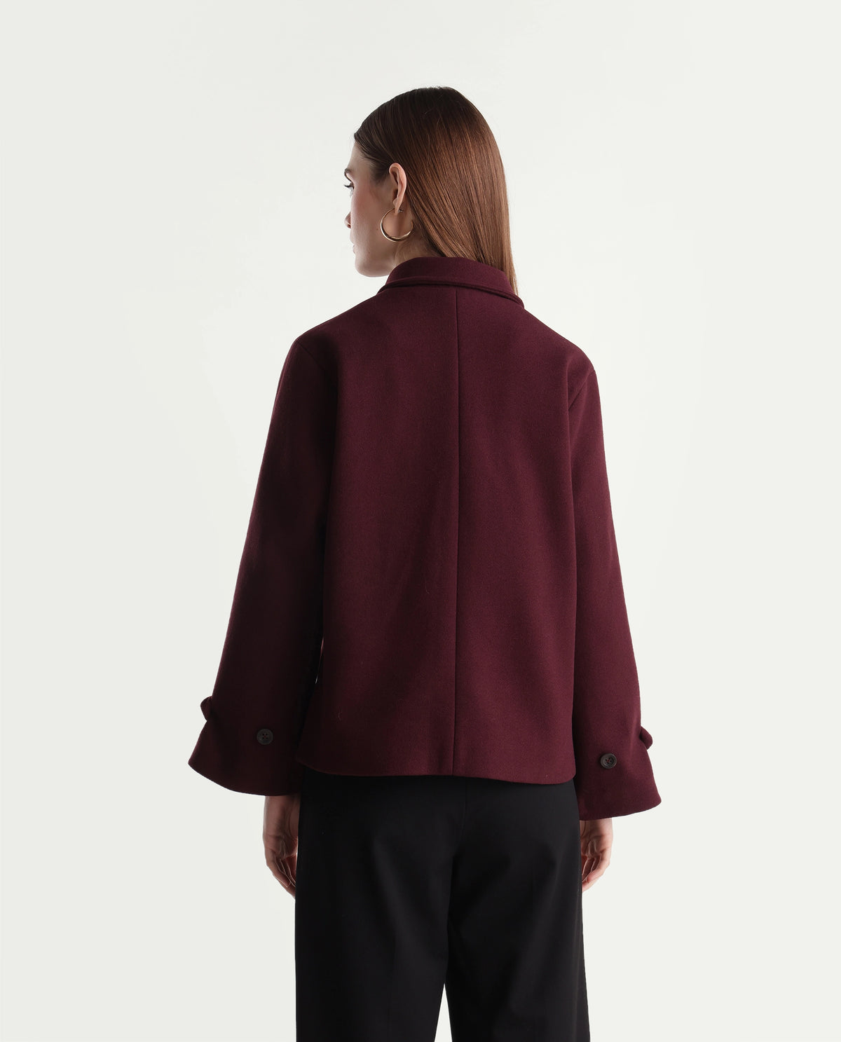 Rareism Women's Nicosaw26 Dark Maroon Polyester Spread Collar Zipper Relaxed Plain Jacket - image 7