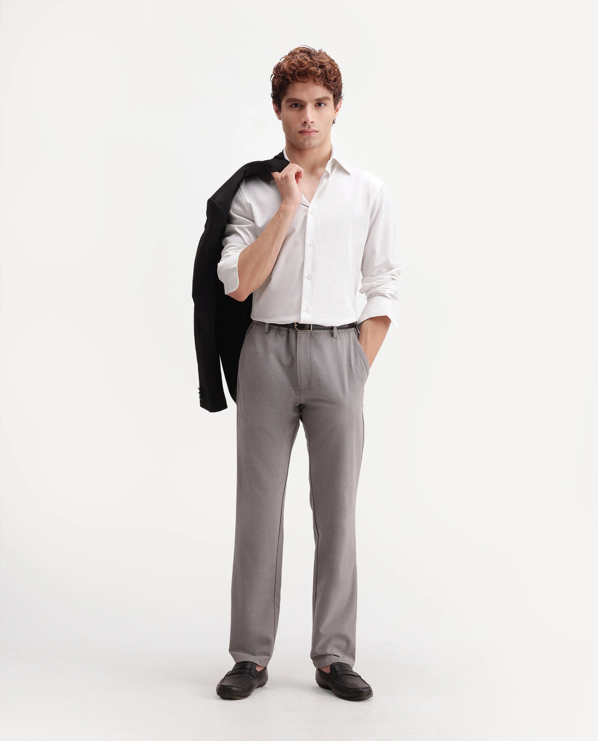 Rare Rabbit Men's Bogi-26 White Cotton Blend Spread Collar Regular Plain Shirt