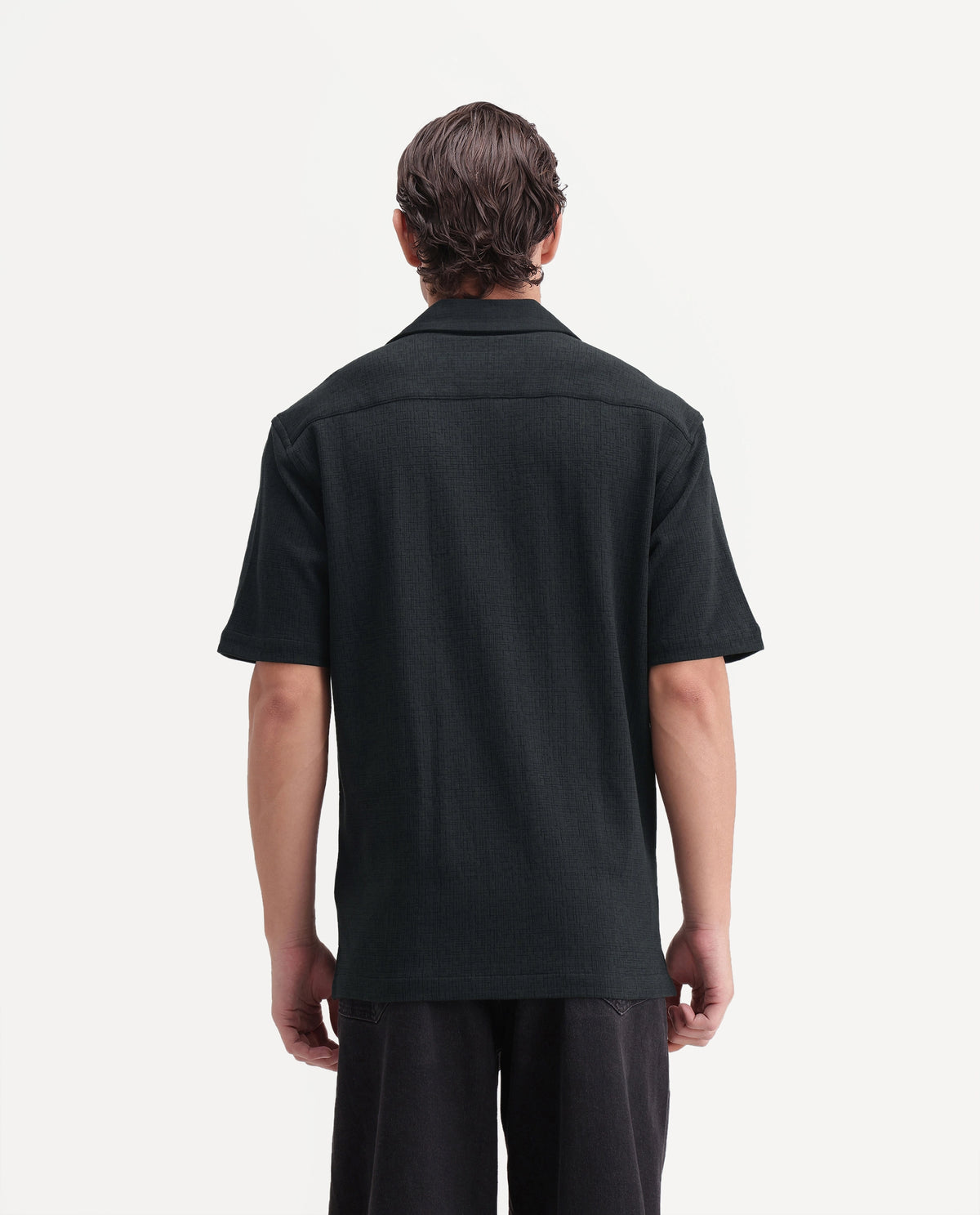 Rare Rabbit Men's Kelos-Aw26 Dark Teal Cotton Blend Cuban Collar Regular Plain Shirt