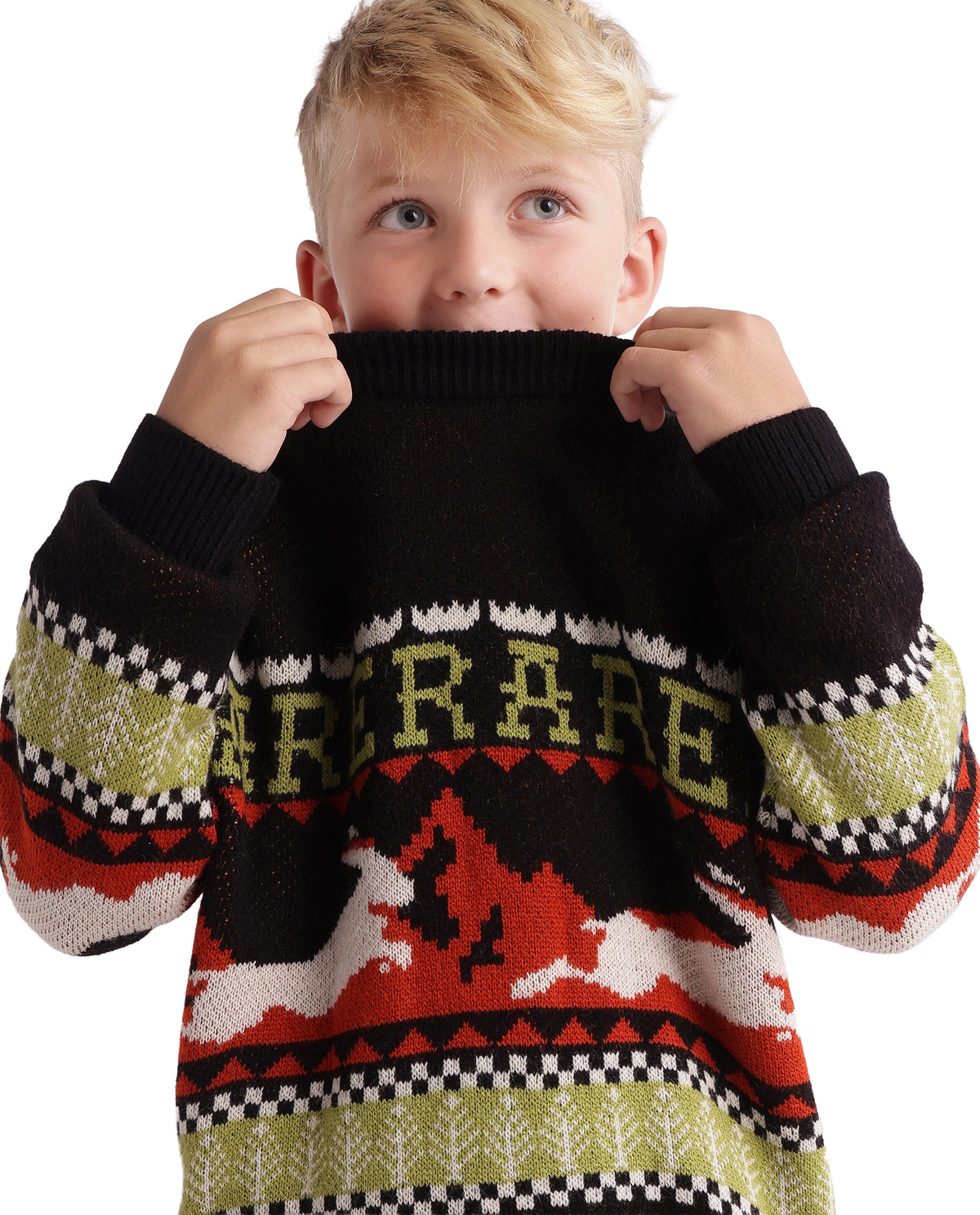 Rare Ones Kids Gabin Black Acrylic Blend Pull-On Closure Regular Fit Printed Sweater - image 1