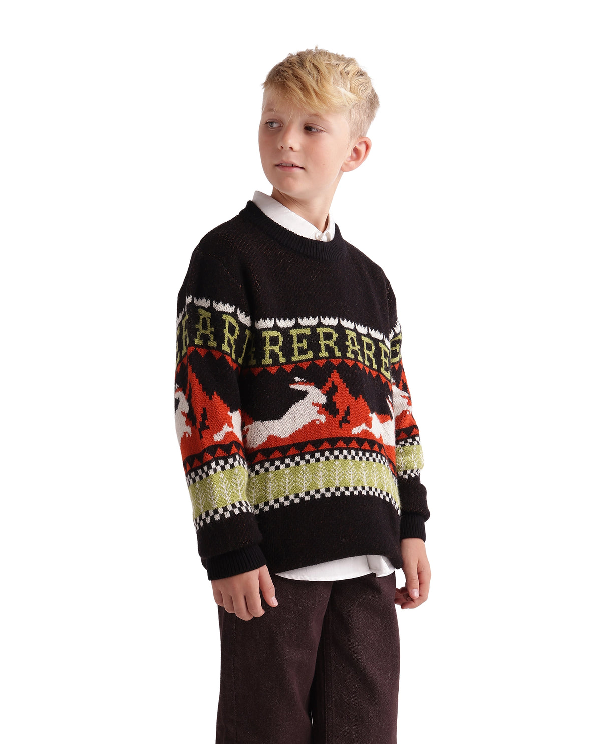 Rare Ones Kids Gabin Black Acrylic Blend Pull-On Closure Regular Fit Printed Sweater - image 7