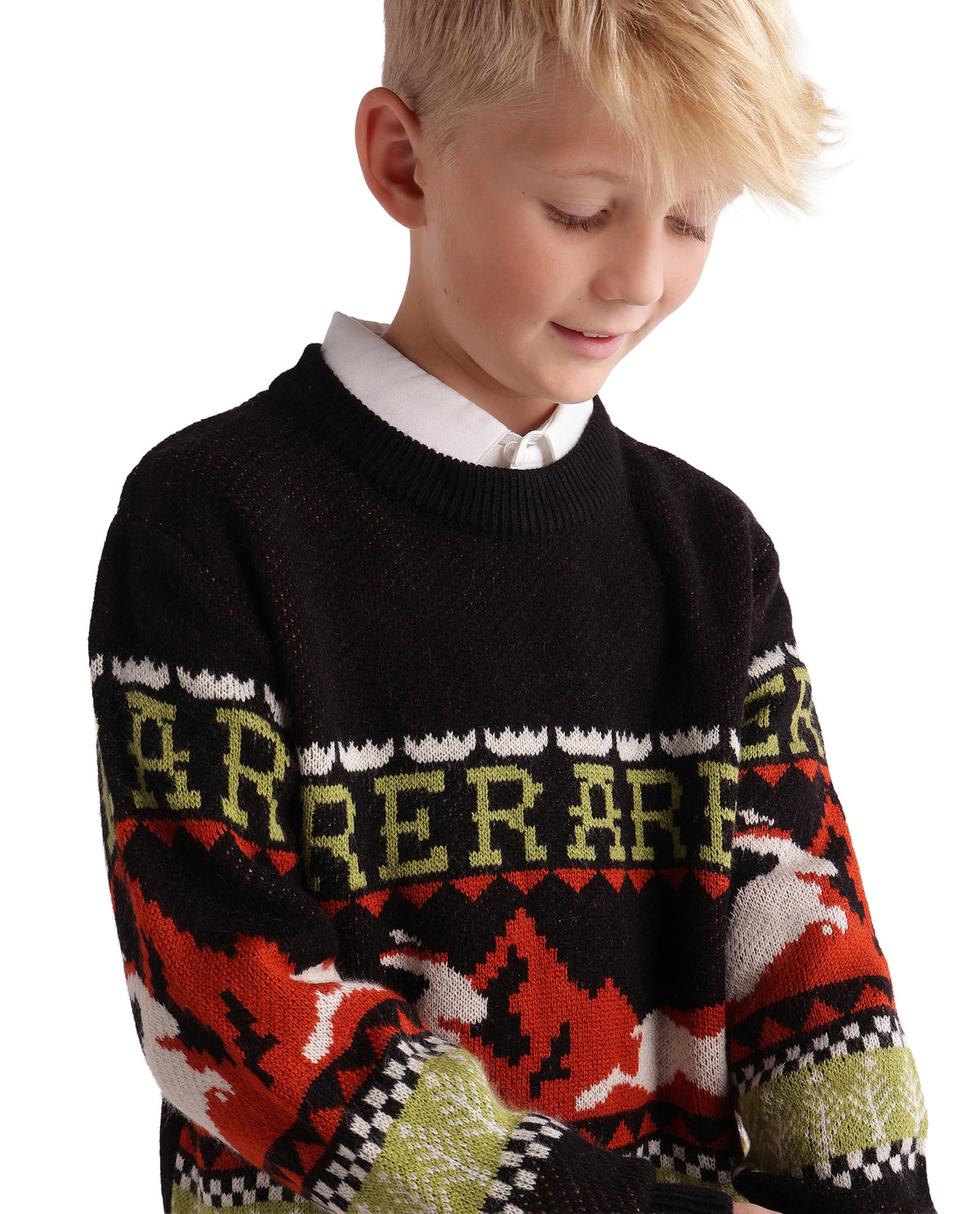 Rare Ones Kids Gabin Black Acrylic Blend Pull-On Closure Regular Fit Printed Sweater - image 3