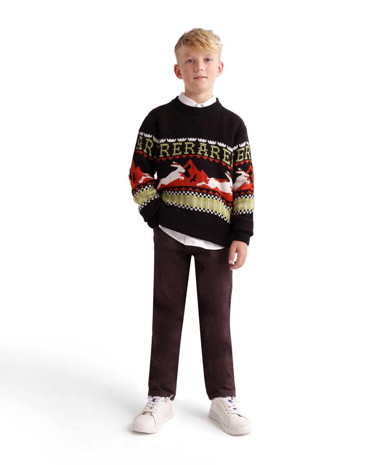 Rare Ones Kids Gabin Black Acrylic Blend Pull-On Closure Regular Fit Printed Sweater - image 2