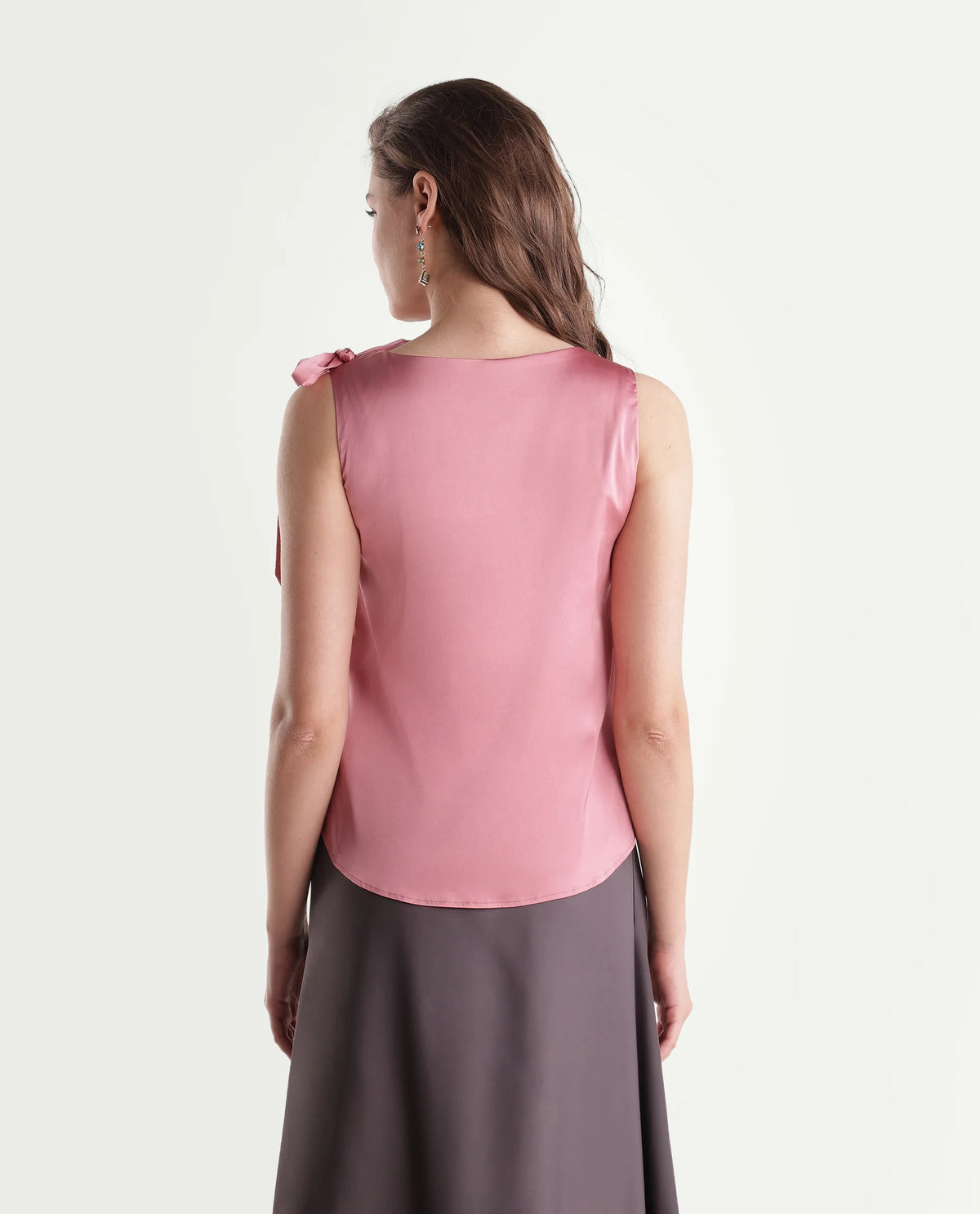 Rareism Women's Snicketti Pastel Pink Cotton Blend Cowl Neck Regular Plain Top