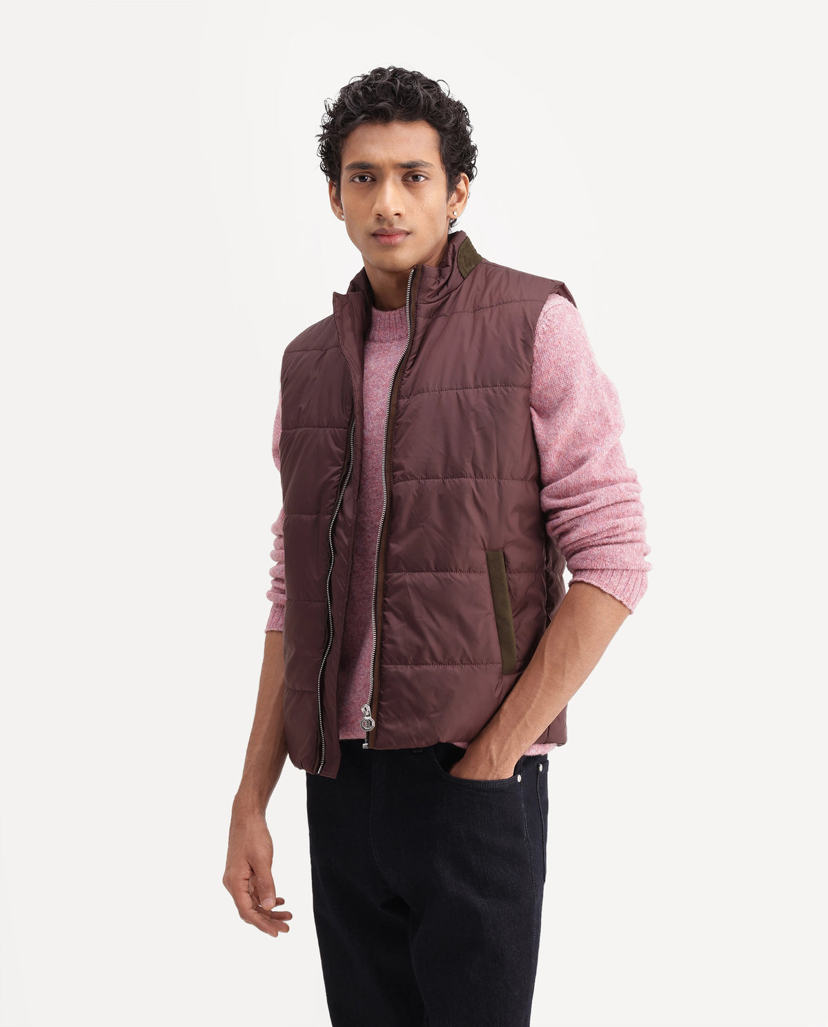 Rare Rabbit Men's Ravo Maroon Cotton High Neck Regular Plain Jacket