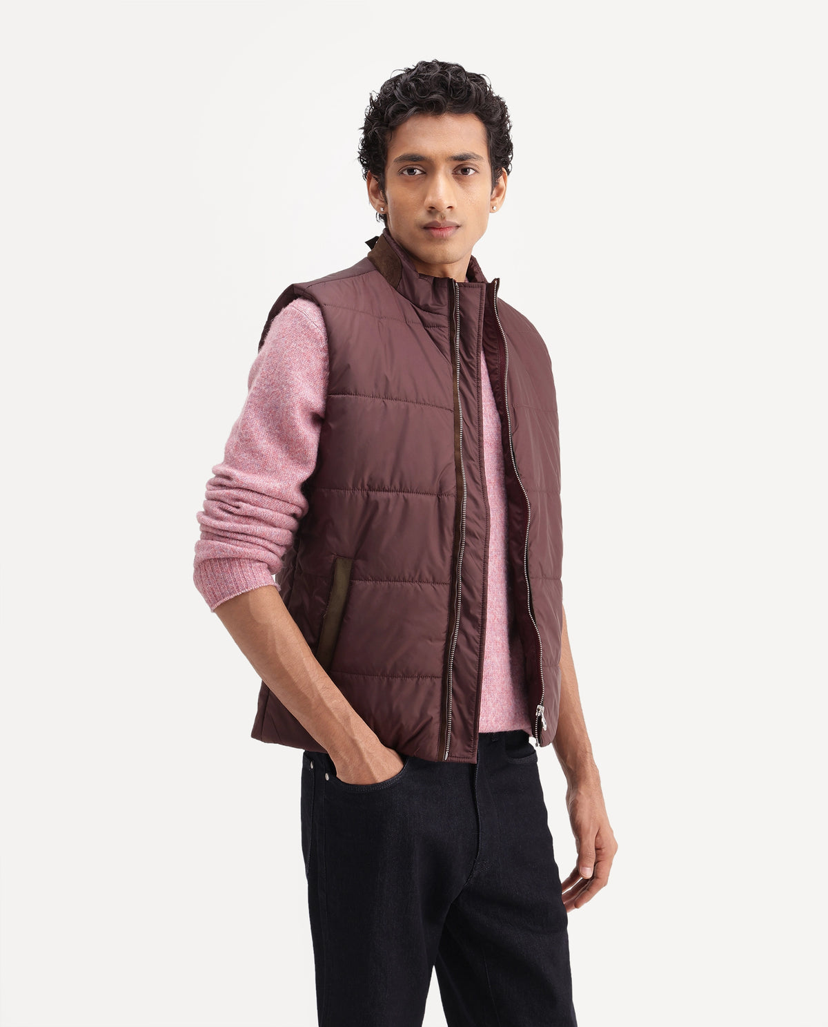 Rare Rabbit Men's Ravo Maroon Cotton High Neck Regular Plain Jacket