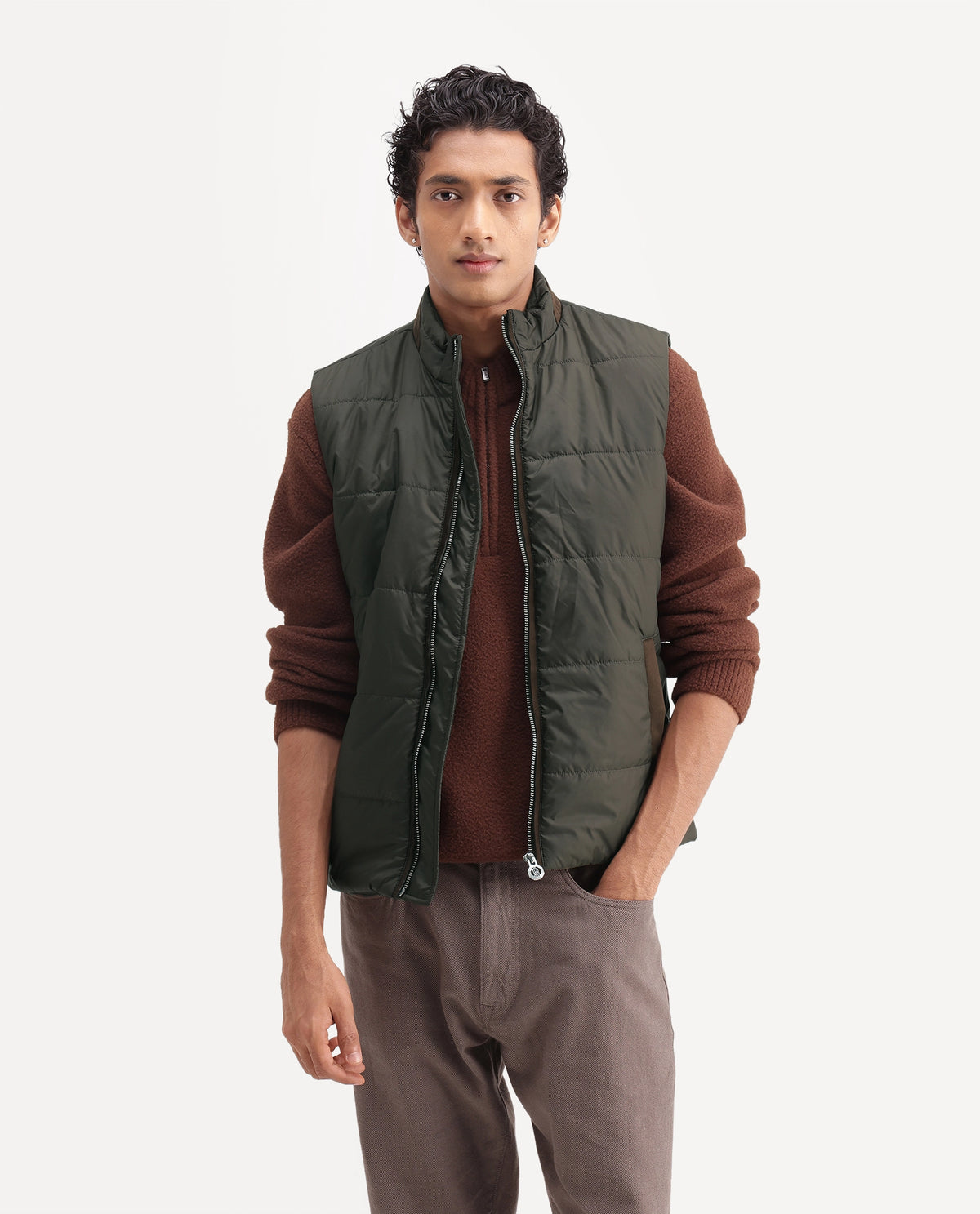 Rare Rabbit Men's Ravo Olive Polyester High Neck Regular Plain Jacket - image 4