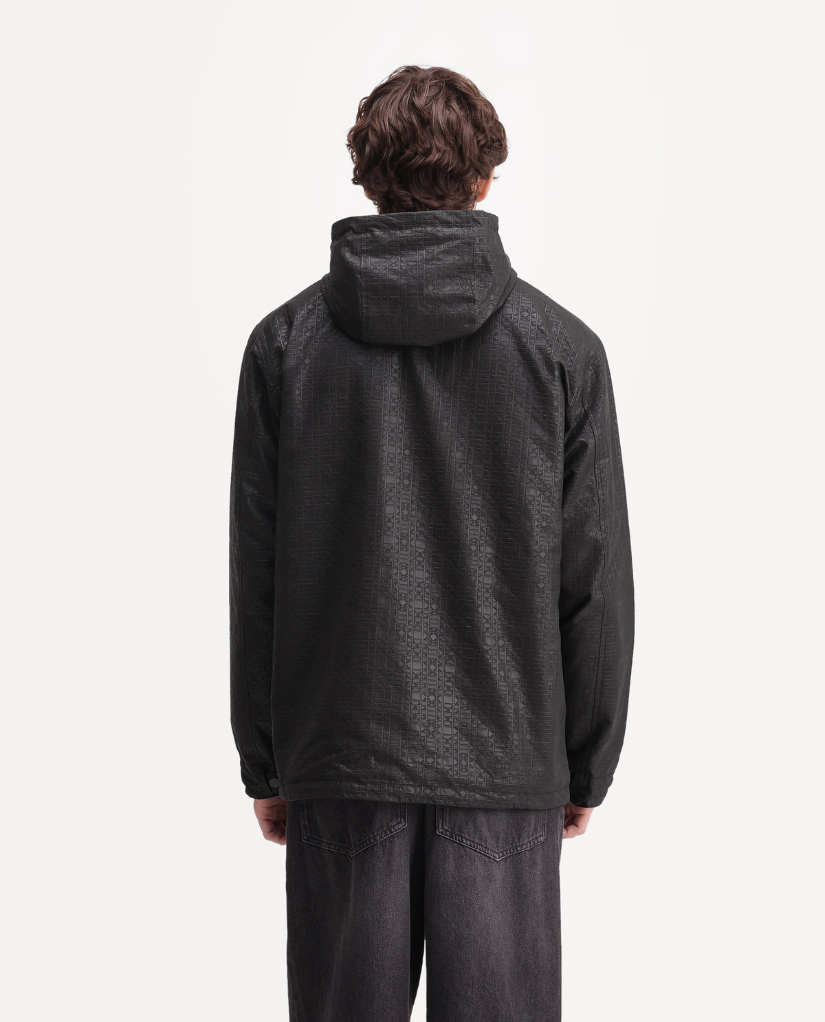 Rare Rabbit Men's Watson Black Polyester Hooded Regular Textured Jacket