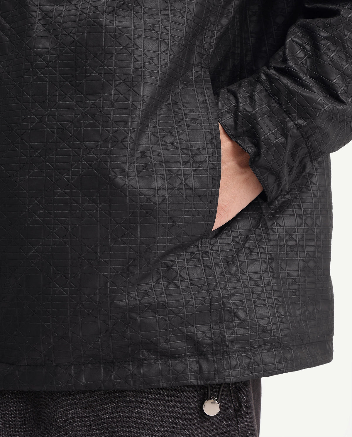 Rare Rabbit Men's Watson Black Polyester Hooded Regular Textured Jacket