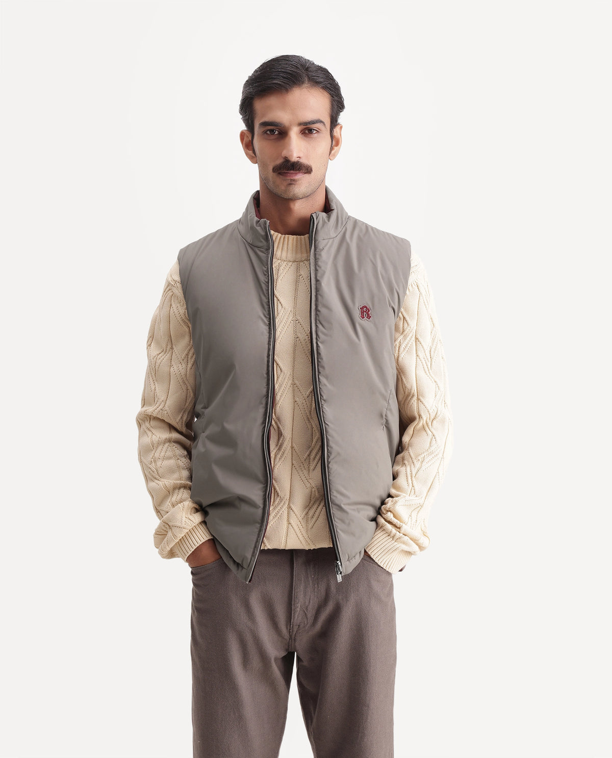 Rare Rabbit Men's Mint Dusky Grey Polyester High Neck Regular Plain Jacket - image 5