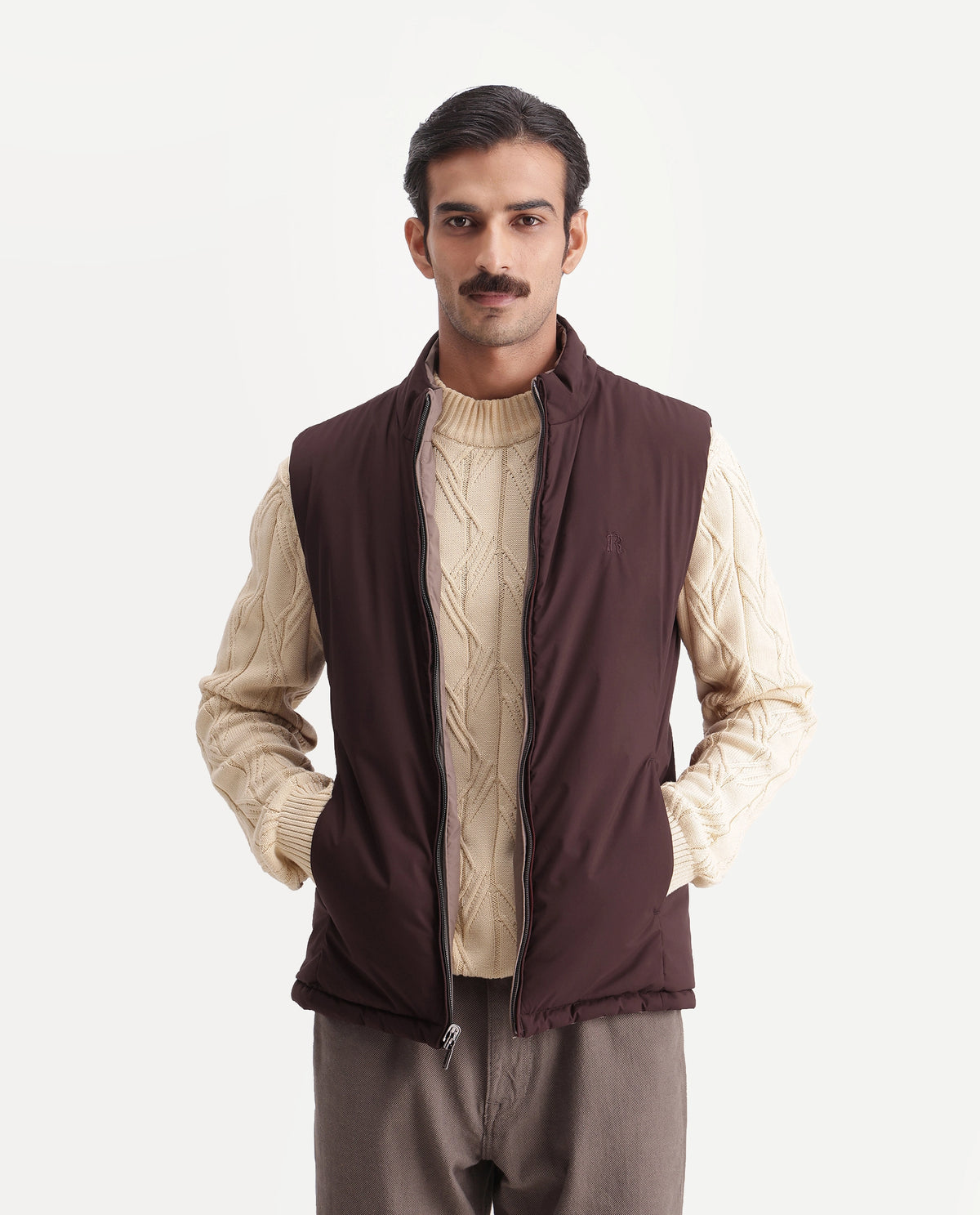 Rare Rabbit Men's Mint Dusky Grey Polyester High Neck Regular Plain Jacket - image 4