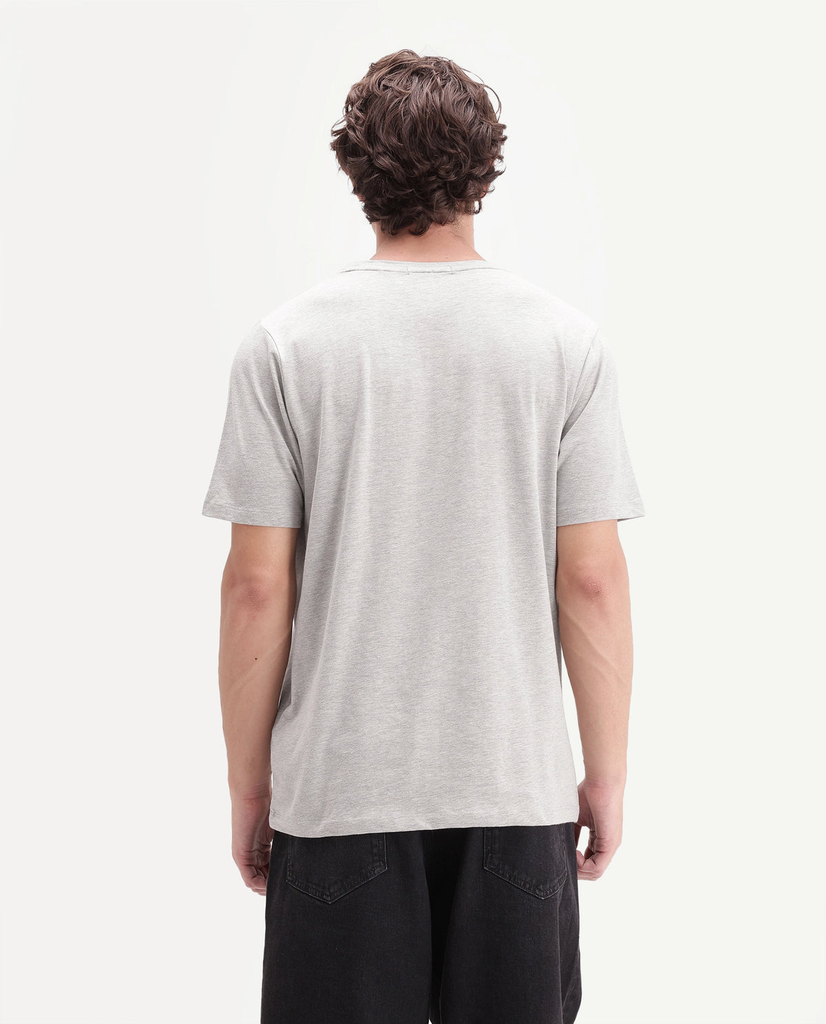 Rare Rabbit Men's Eos Light Grey Cotton Blend Crew Neck Regular Graphic Print T-Shirt