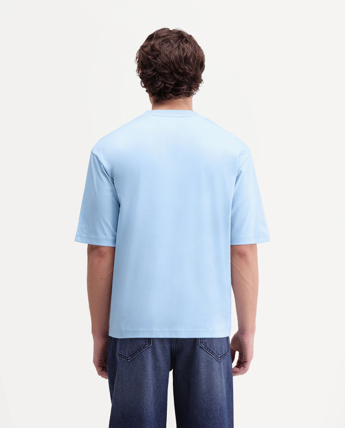 Rare Rabbit Men's Oren Light Blue Cotton Crew Neck Relaxed Graphic Print T-Shirt