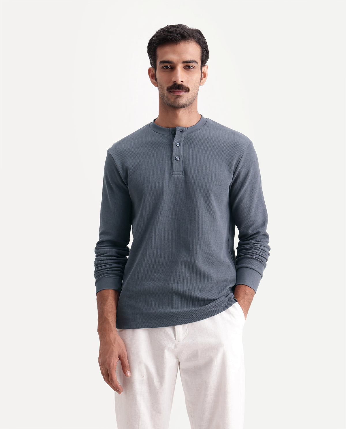 Rare Rabbit Men's Leto Dark Grey Cotton Regular Plain T-Shirt - image 4