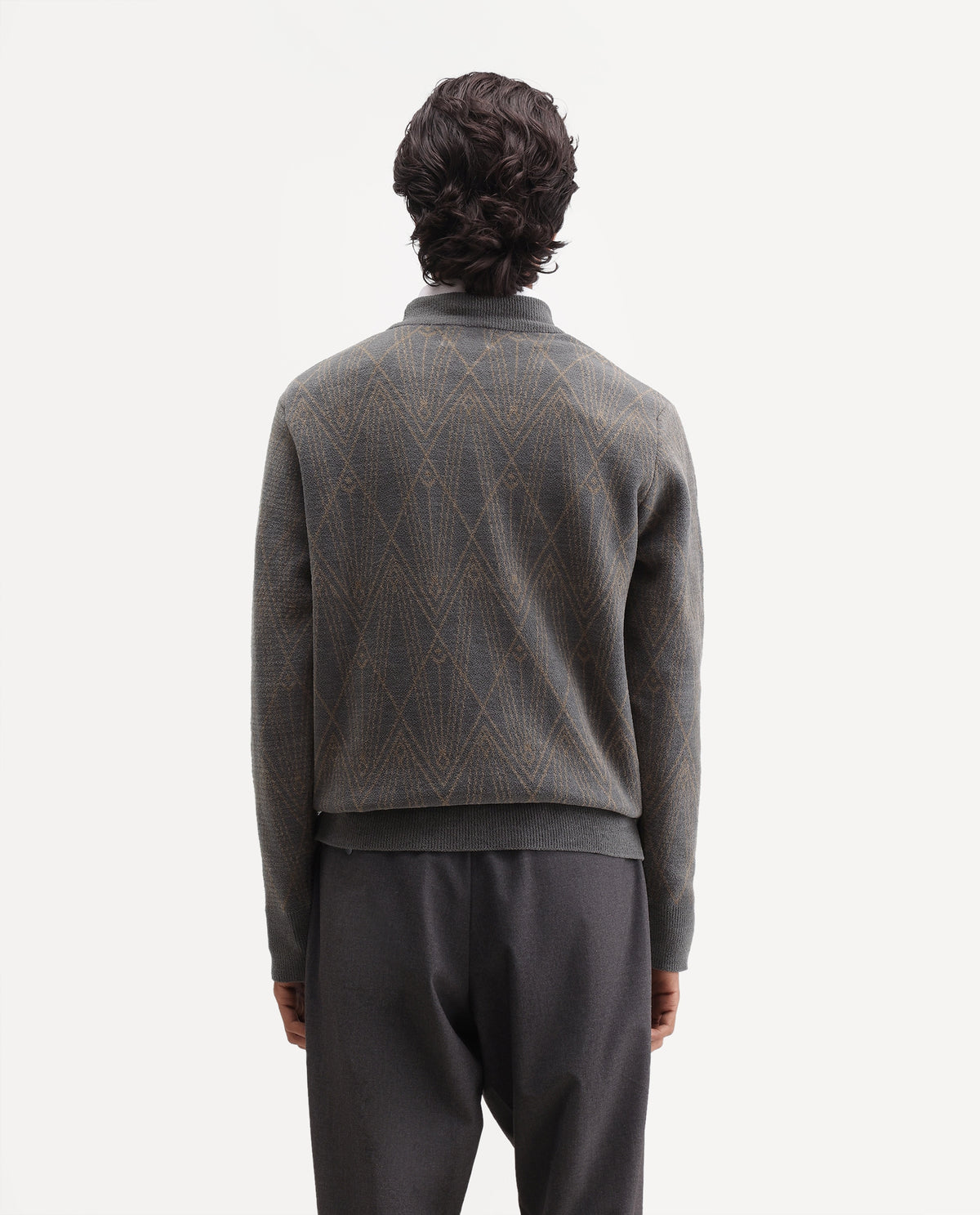 Rare Rabbit Men's Deigo-E Dusky Grey Polyester Cotton Blend Crew Neck Regular Fit Jacquard Sweater - image 7