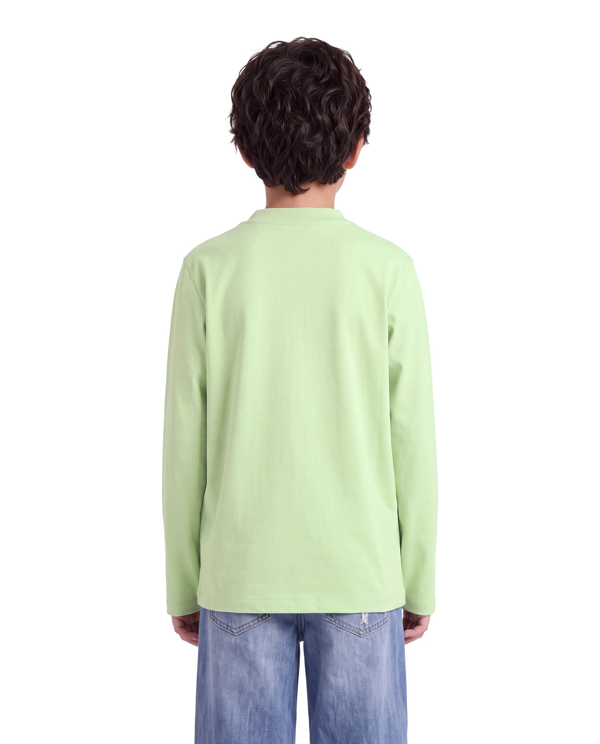 Rare Ones Kids Ryke Pastel Green Cotton Blend Fabric Crew Neck Pull-On Closure Regular Fit Graphic Print T-Shirt