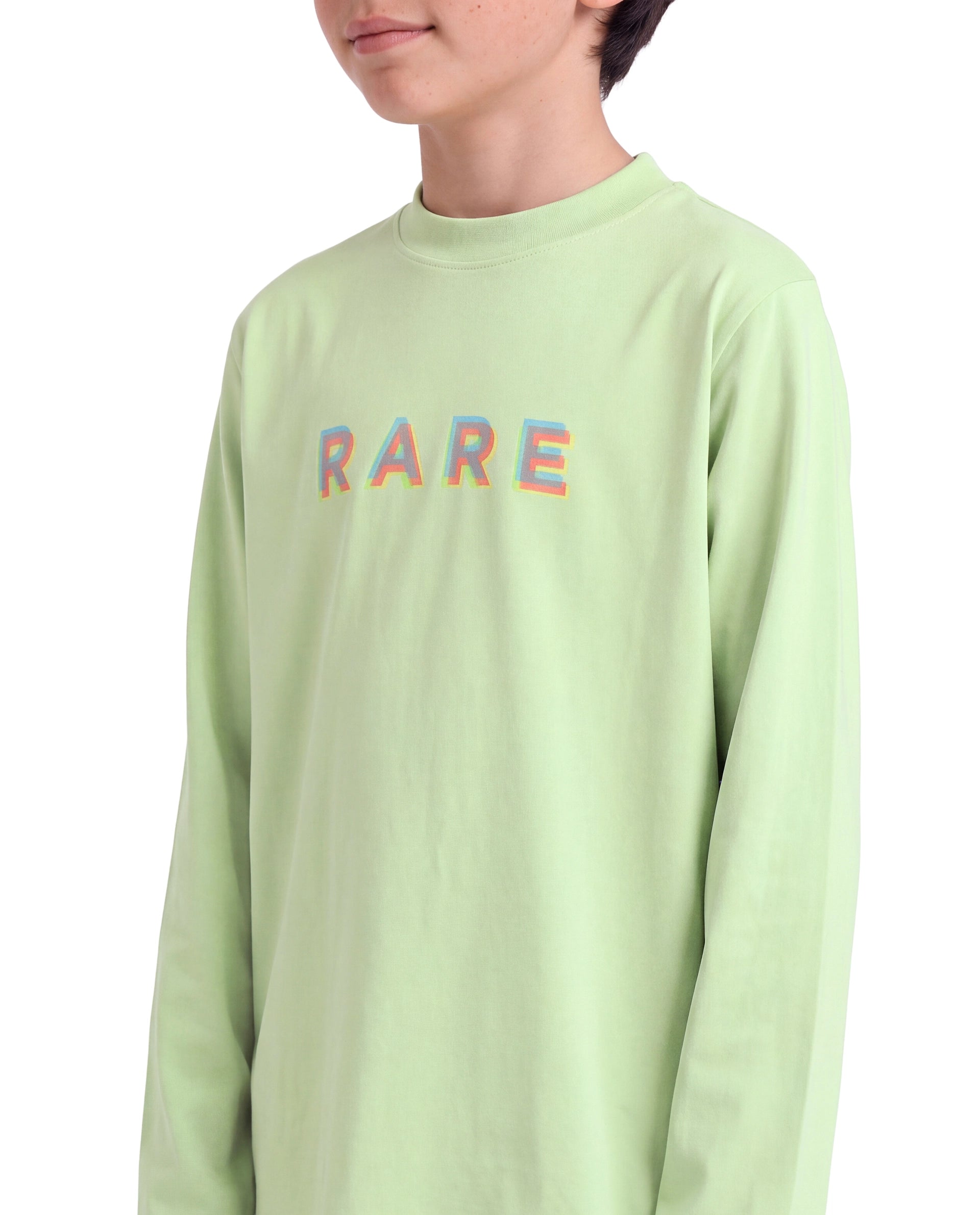 Rare Ones Kids Ryke Pastel Green Cotton Blend Fabric Crew Neck Pull-On Closure Regular Fit Graphic Print T-Shirt