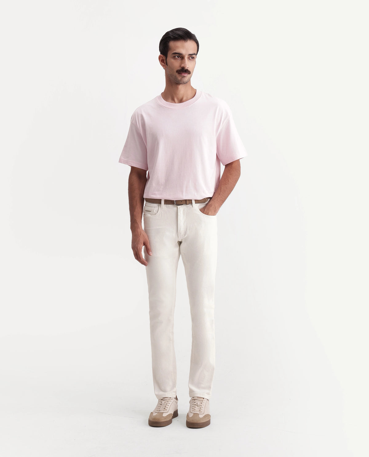 Rare Rabbit Men's Sade Off White Cotton Blend Hawk Slim Plain Jeans - image 4