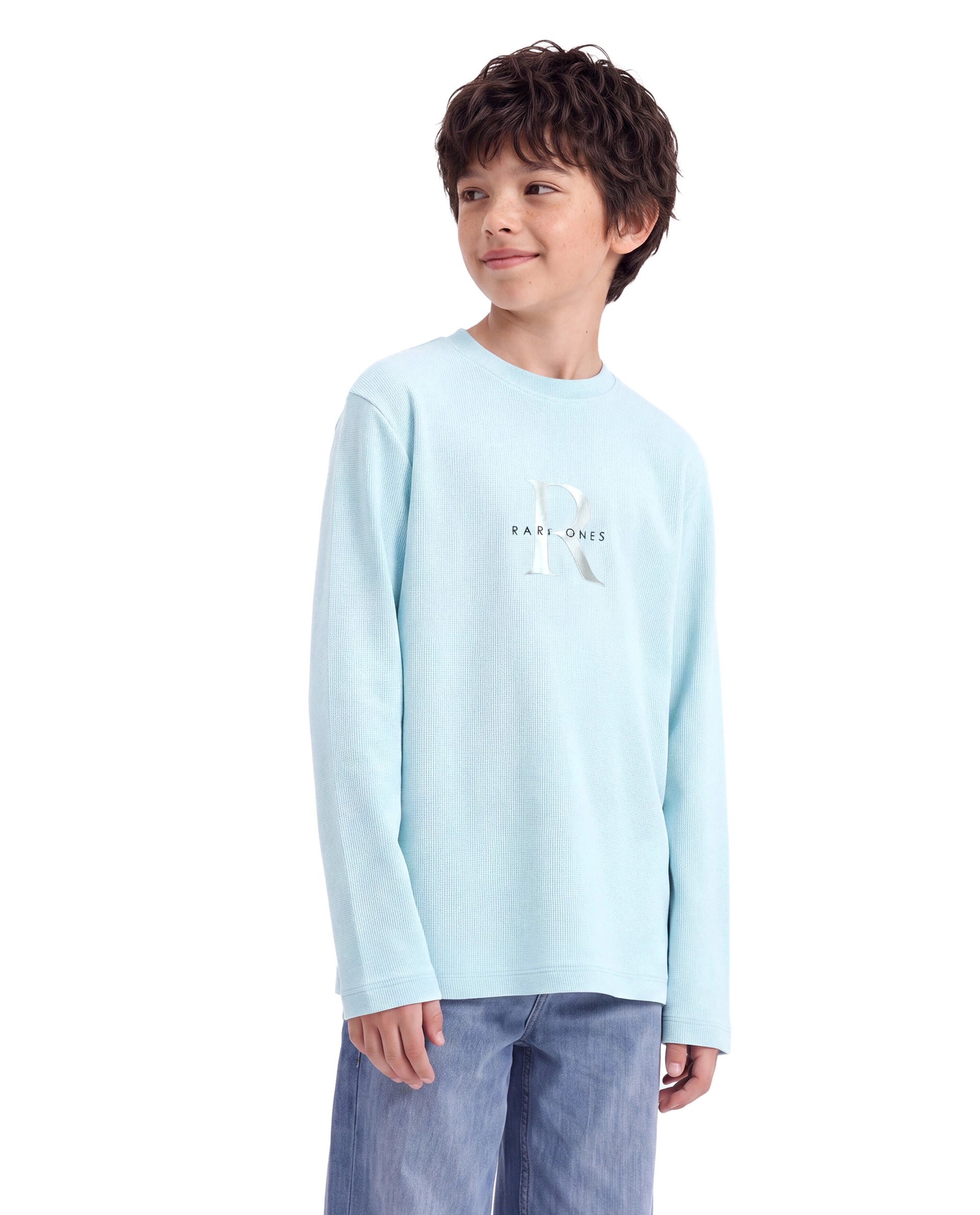 Rare Ones Kids Spro Pastel Blue Cotton Crew Neck Regular Graphic Print T-Shirt