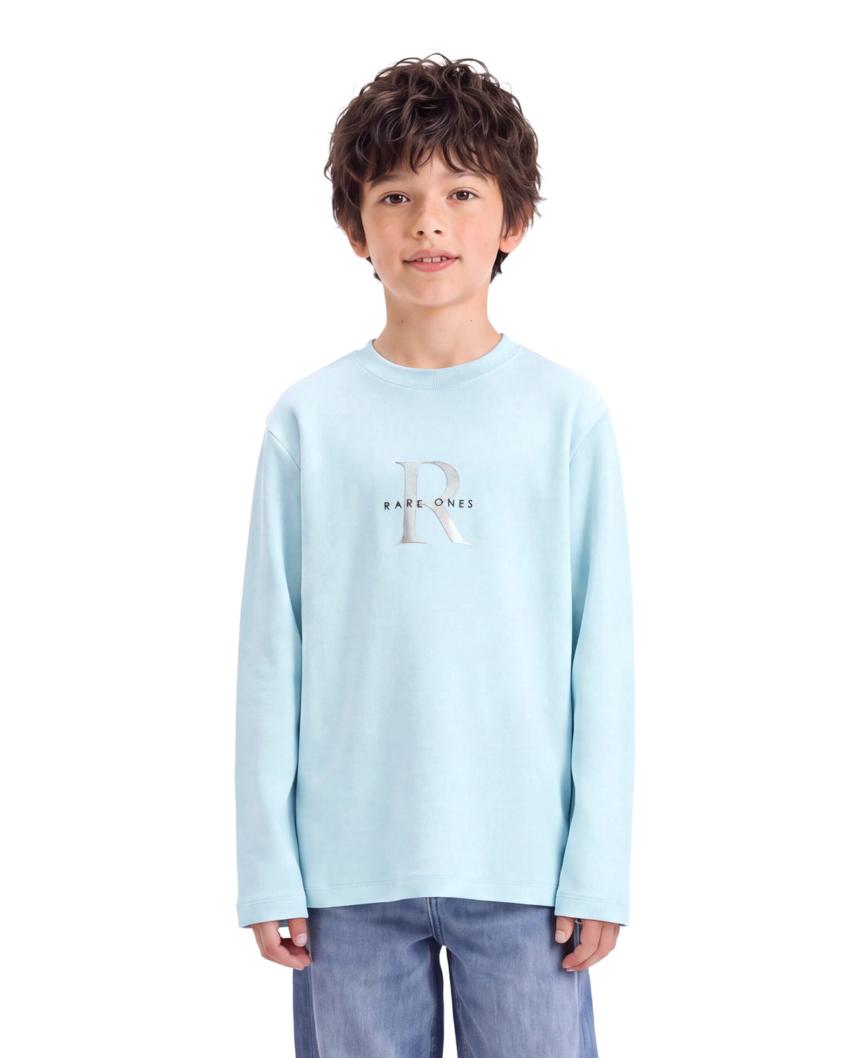 Rare Ones Kids Spro Pastel Blue Cotton Crew Neck Regular Graphic Print T-Shirt