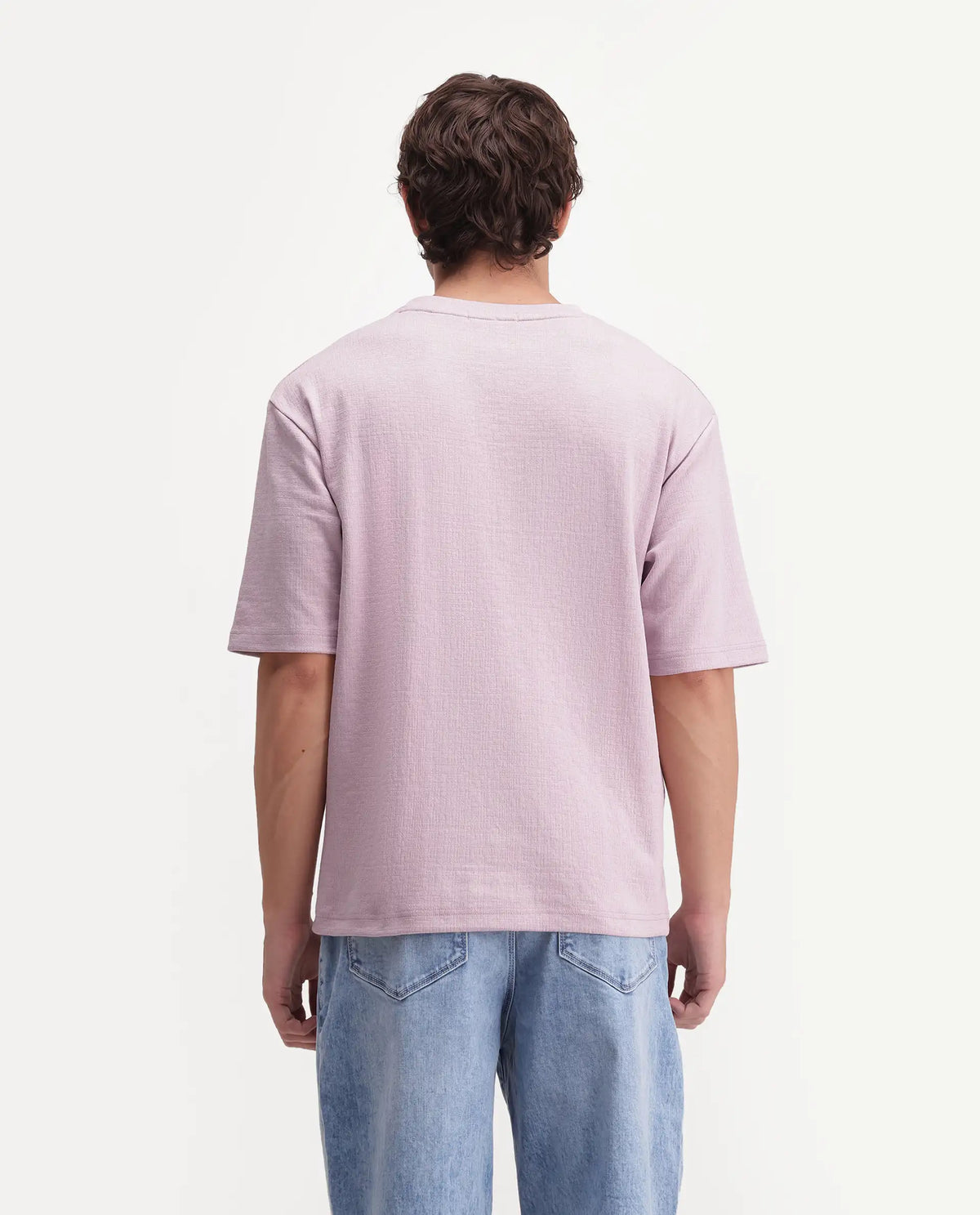 Rare Rabbit Men's Auve Light Pink Cotton Blend Crew Neck Relaxed Graphic Print T-Shirt