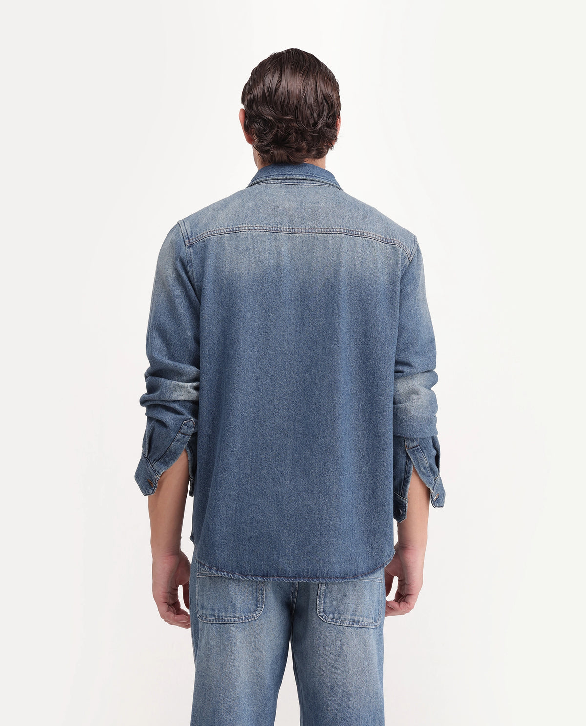 Rare Rabbit Men's Rong Primary Blue Cotton Spread Collar Regular Plain Shacket