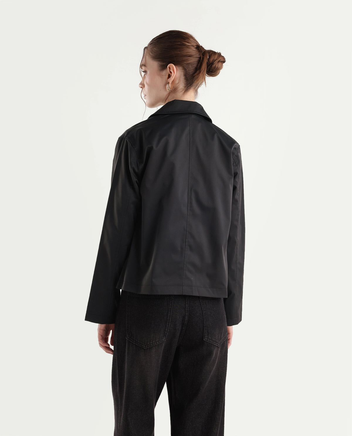 Rareism Women's Kru Black Polyester Spread Collar Zipper Regular Plain Jacket - image 7