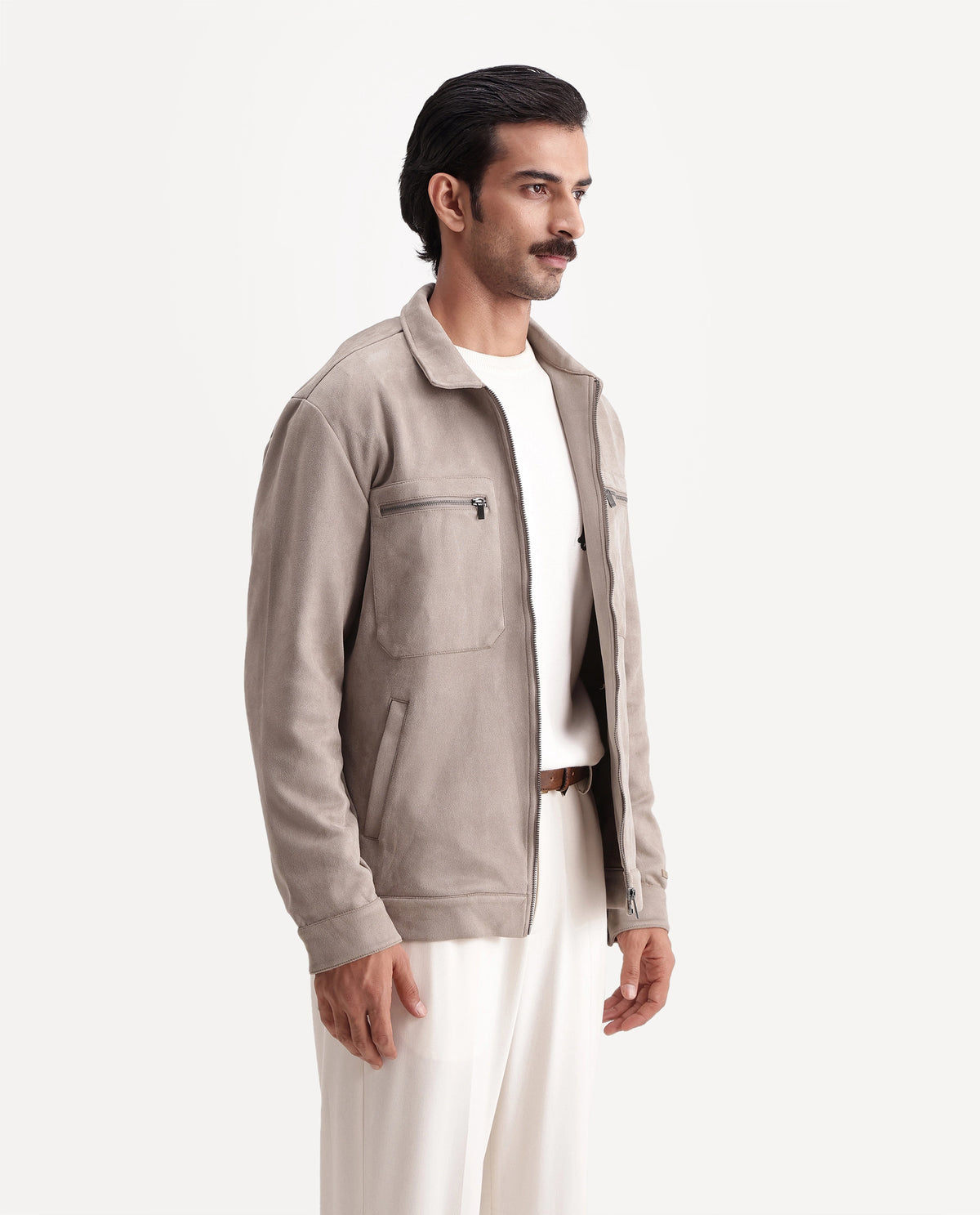 Rare Rabbit Men's Bax-26 Dark Beige Polyester Blend Spread Collar Zipper Regular Plain Jacket - image 6