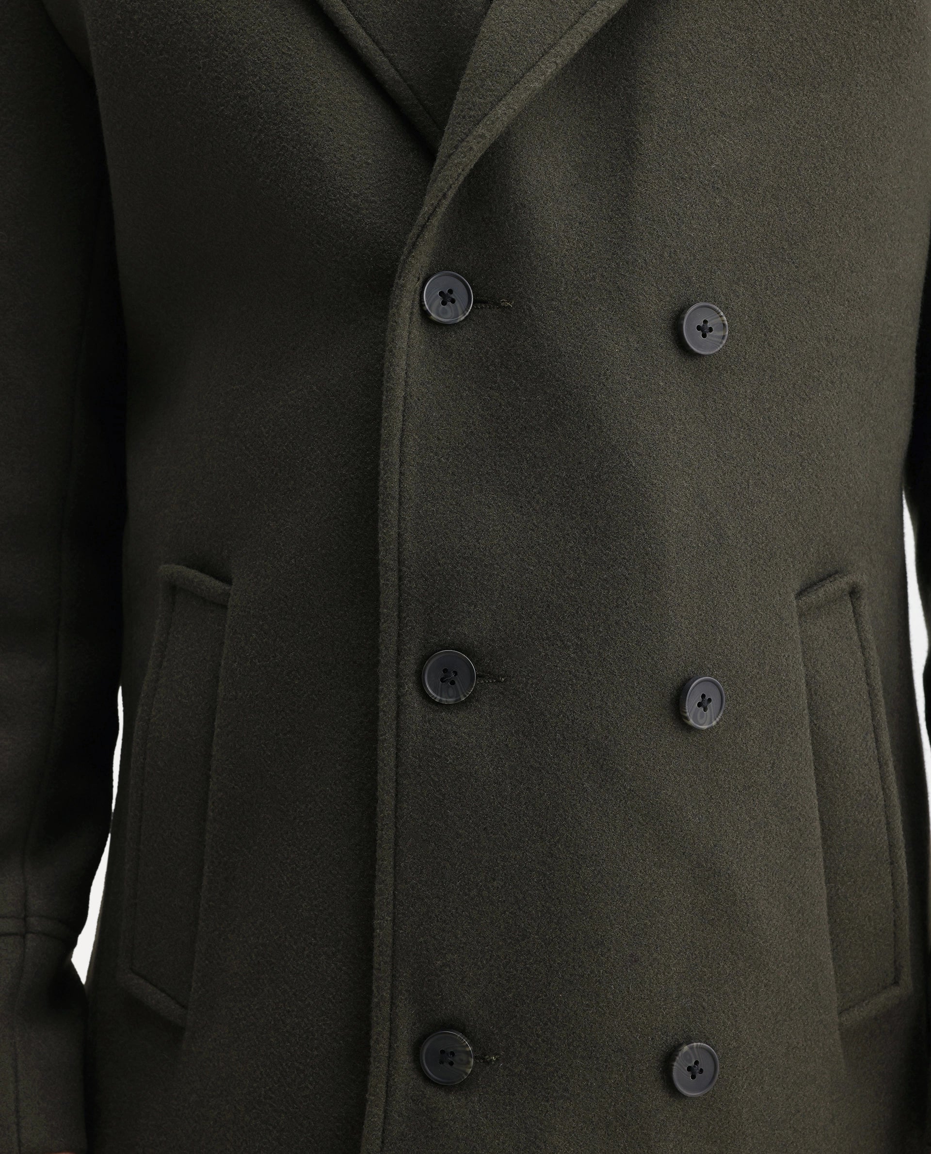 Rare Rabbit Men's Ryan Olive Polyester Blend Lapel Neck Button Regular Plain Jacket