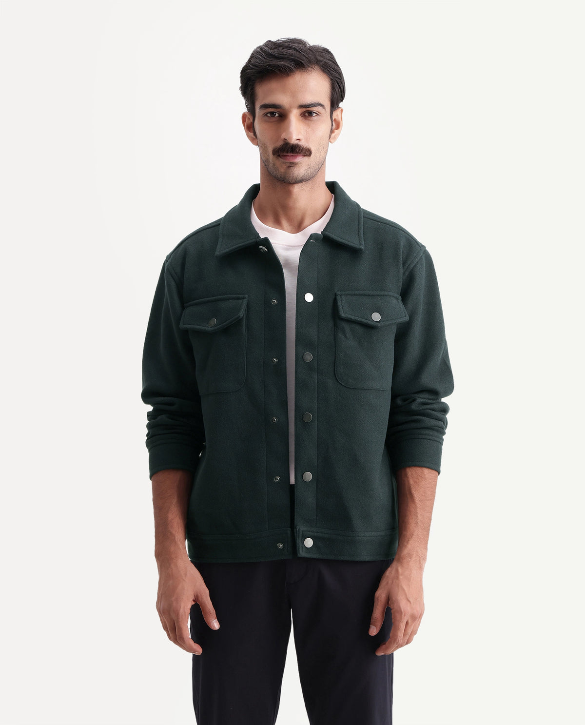 Rare Rabbit Men's Tweedo-26 Green Polyester Spread Collar Regular Plain Jacket - image 4