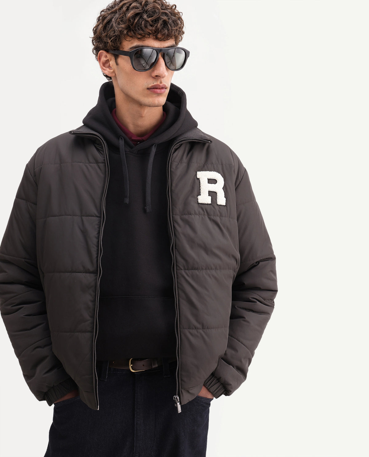Rare Rabbit Men's Lerc Olive Polyester High Neck Zipper Regular Plain Jacket