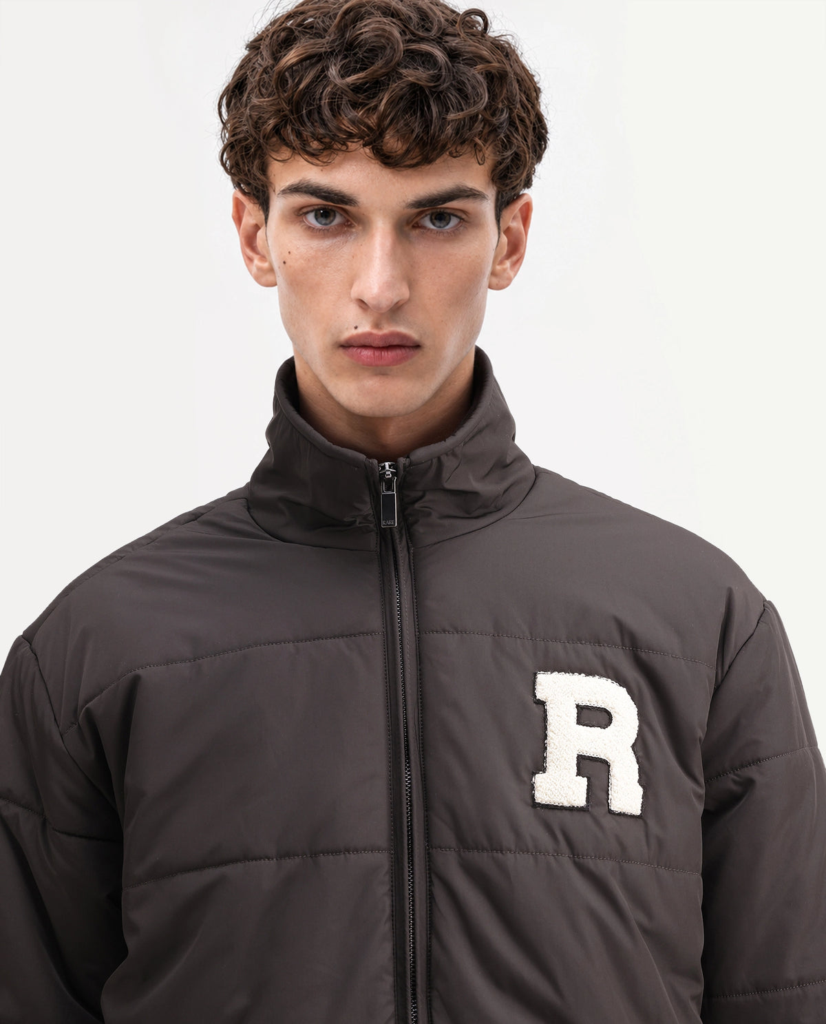 Rare Rabbit Men's Lerc Olive Polyester High Neck Zipper Regular Plain Jacket
