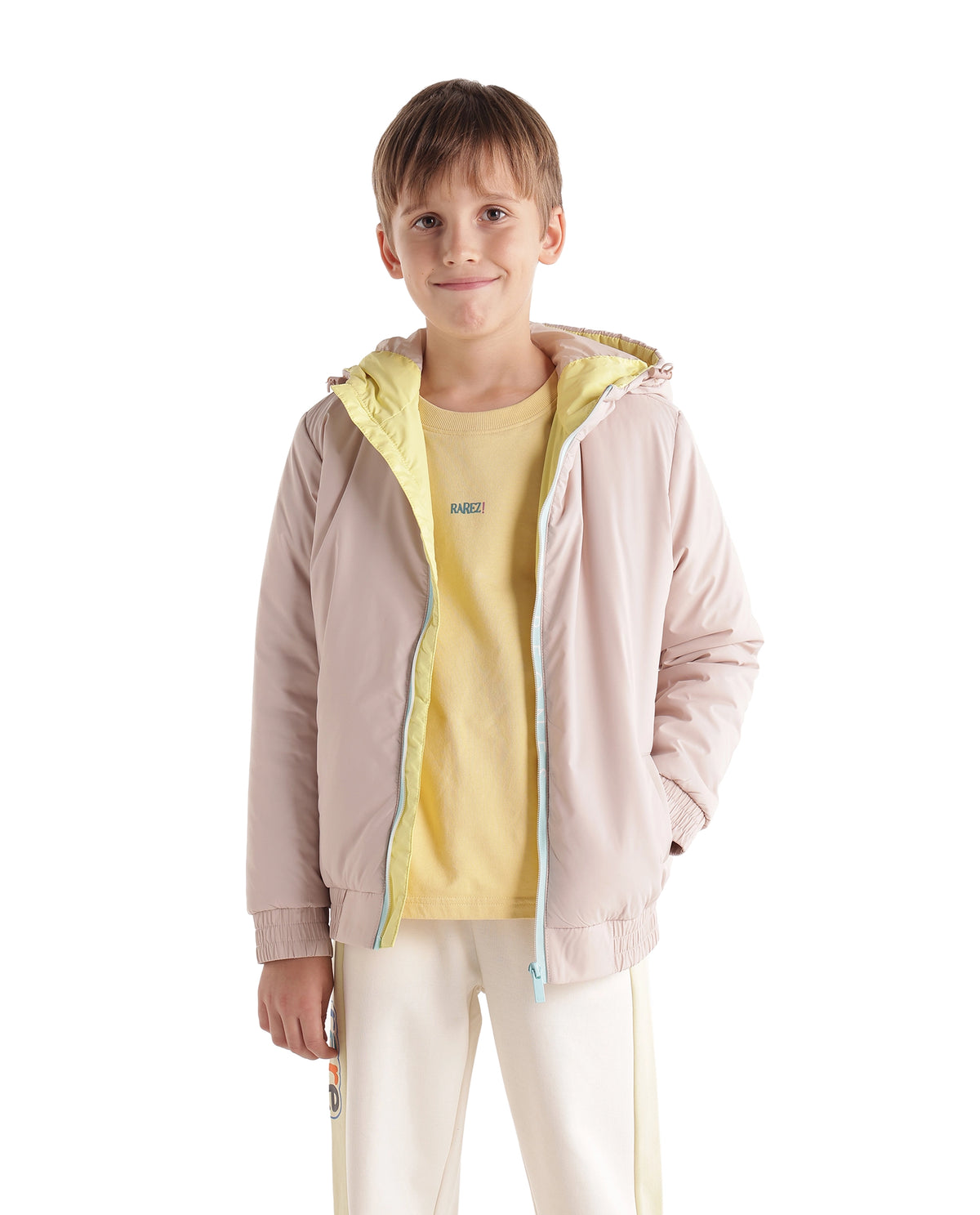 Rare Ones Kids Casin Beige Polyester Fabric Zipper Closure Regular Plain Jacket - image 4