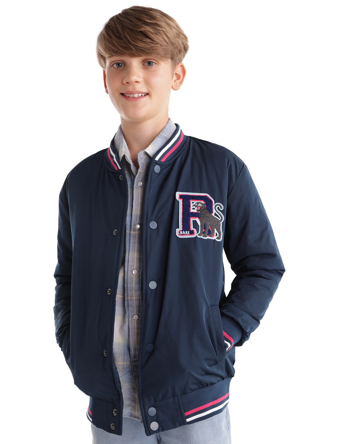 Rare Ones Kids Fumio Navy Polyester Fabric Button Closure Regular Fit Plain Jacket - image 2