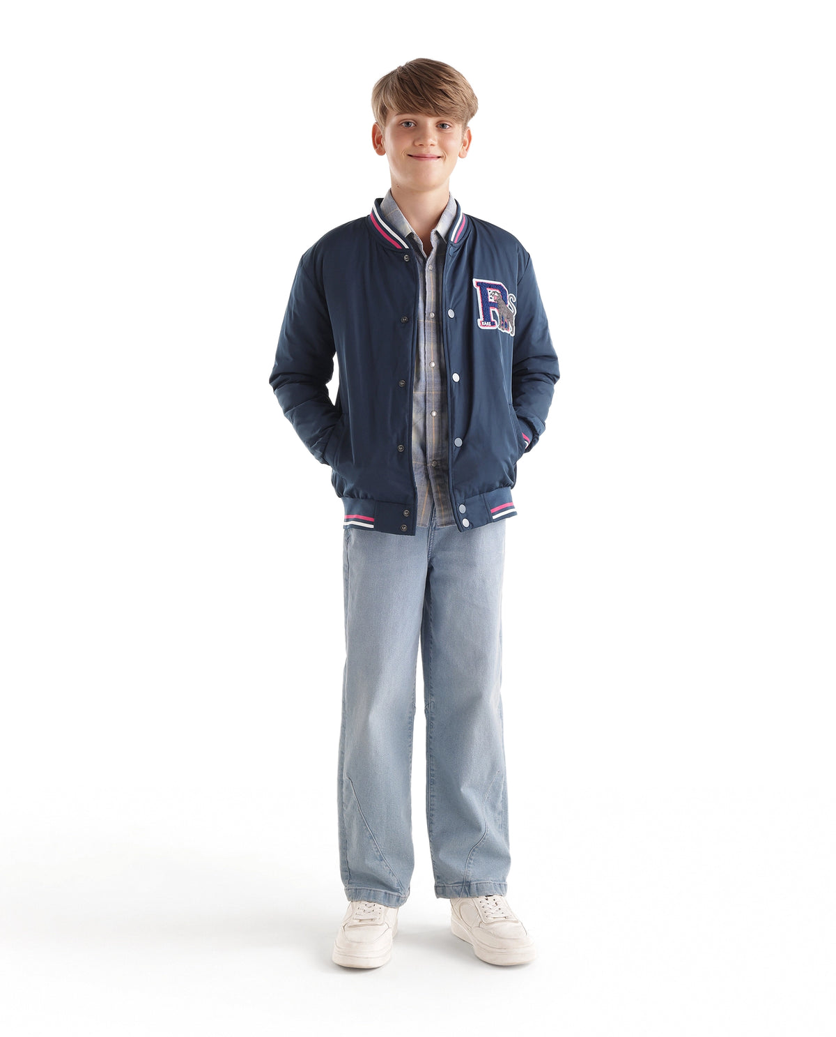 Rare Ones Kids Fumio Navy Polyester Fabric Button Closure Regular Fit Plain Jacket - image 4