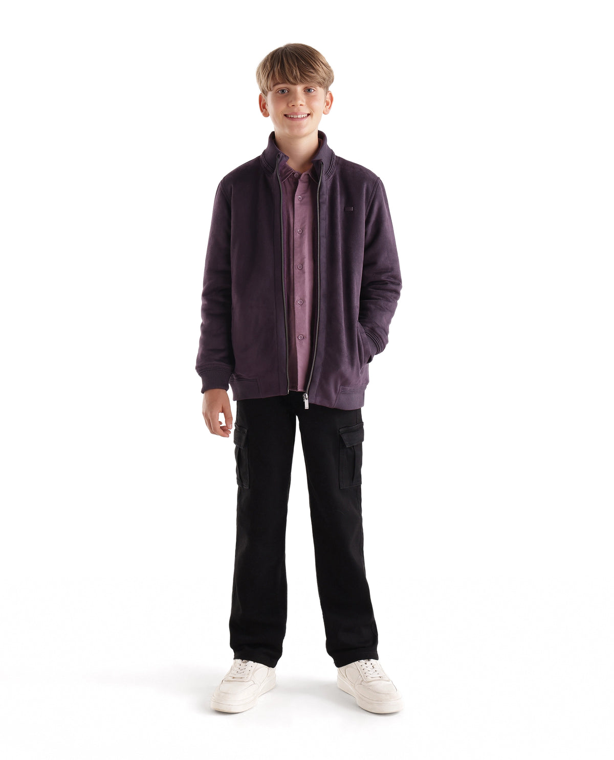 Rare Ones Kids Nexo Dark Maroon Polyester Fabric Zipper Closure Regular Fit Plain Jacket - image 3