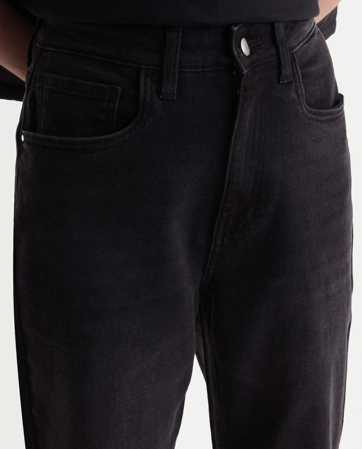 Rareism Women's Strank-3 Dark Grey Cotton Blend Shank And Zipper Ankle Straight Plain Jeans - image 3