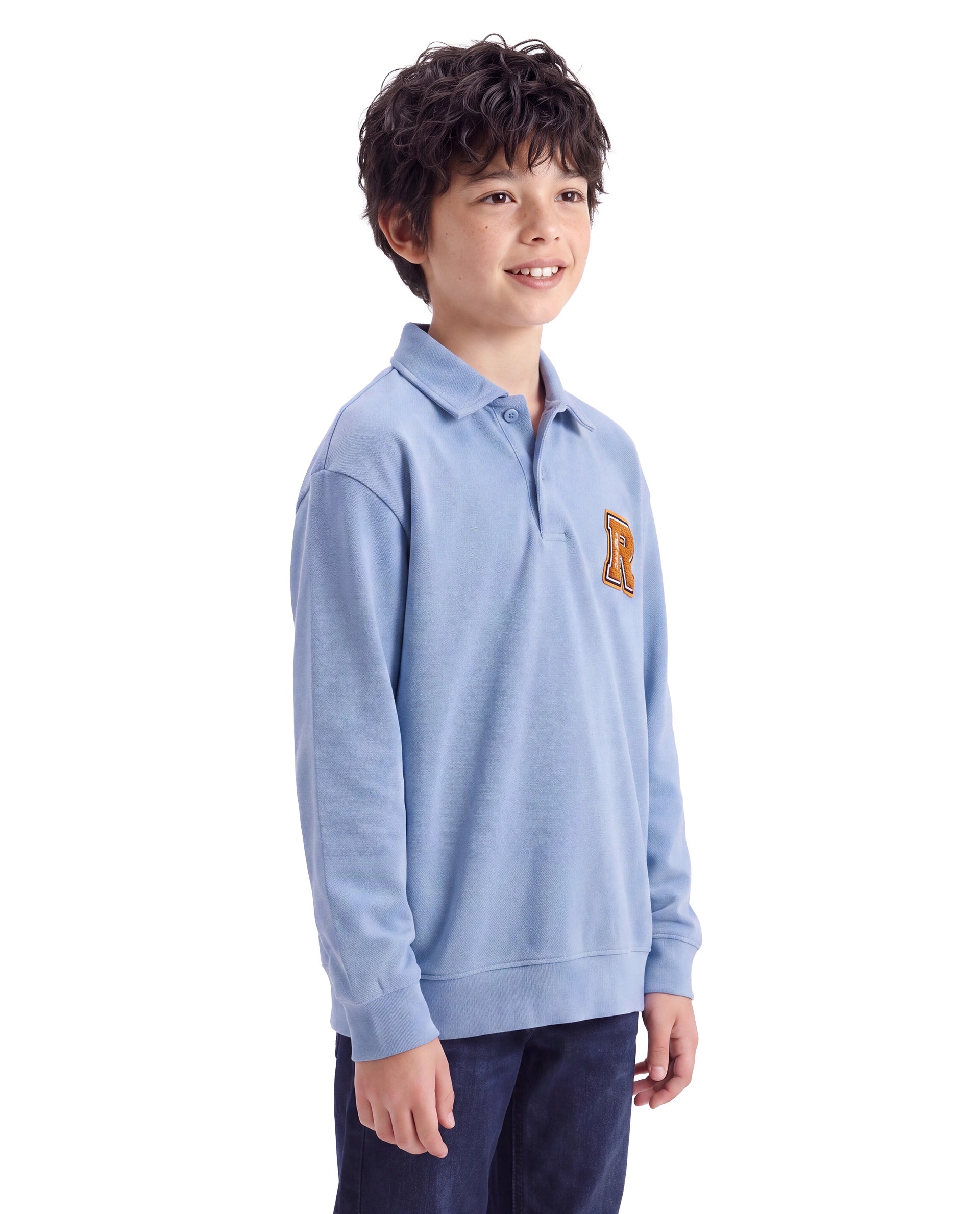 Rare Ones Kids Faris Pastel Purple Cotton Blend Fabric Spread Collar Button Closure Regular Fit Embroidered Polo