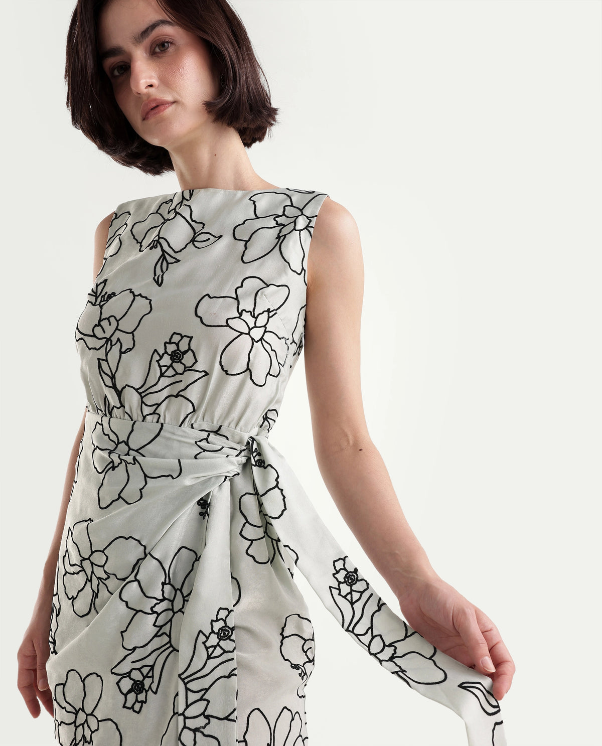 Rareism Women's Onprapo Light Blue Polyester Zipper Wrap Floral Print Dress - image 3