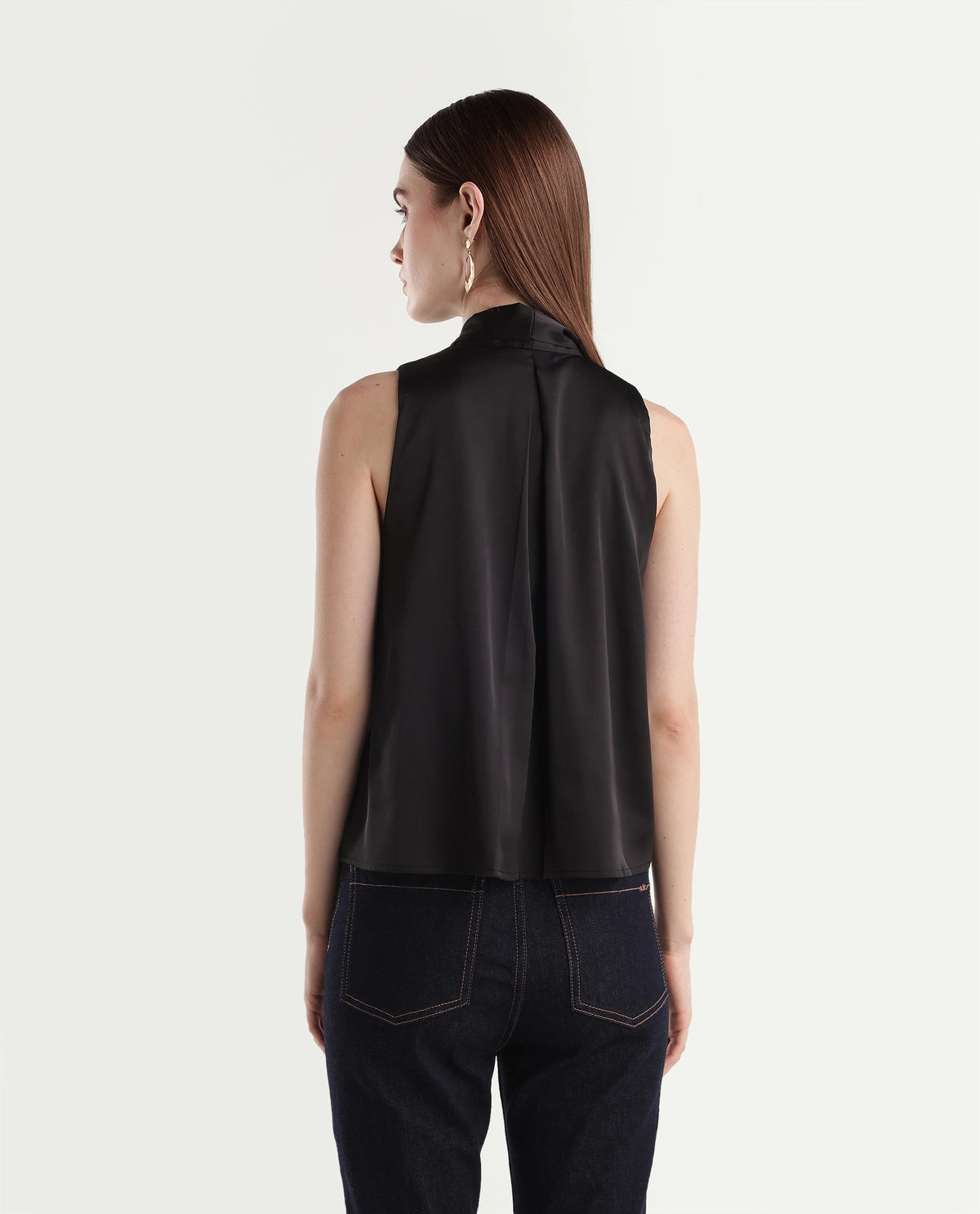Rareism Women's Onpog Dark Black Polyester V-Neck Regular Fit Plain Top - image 7